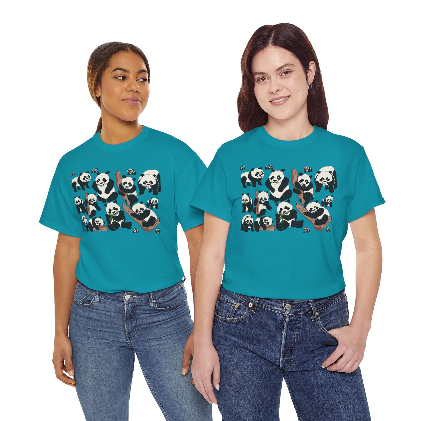 Cute Panda Design Unisex Heavy Cotton Tee | Animal Lover Gift, Casual Wear, Eco-Friendly Apparel, Nature Enthusiast Clothing
