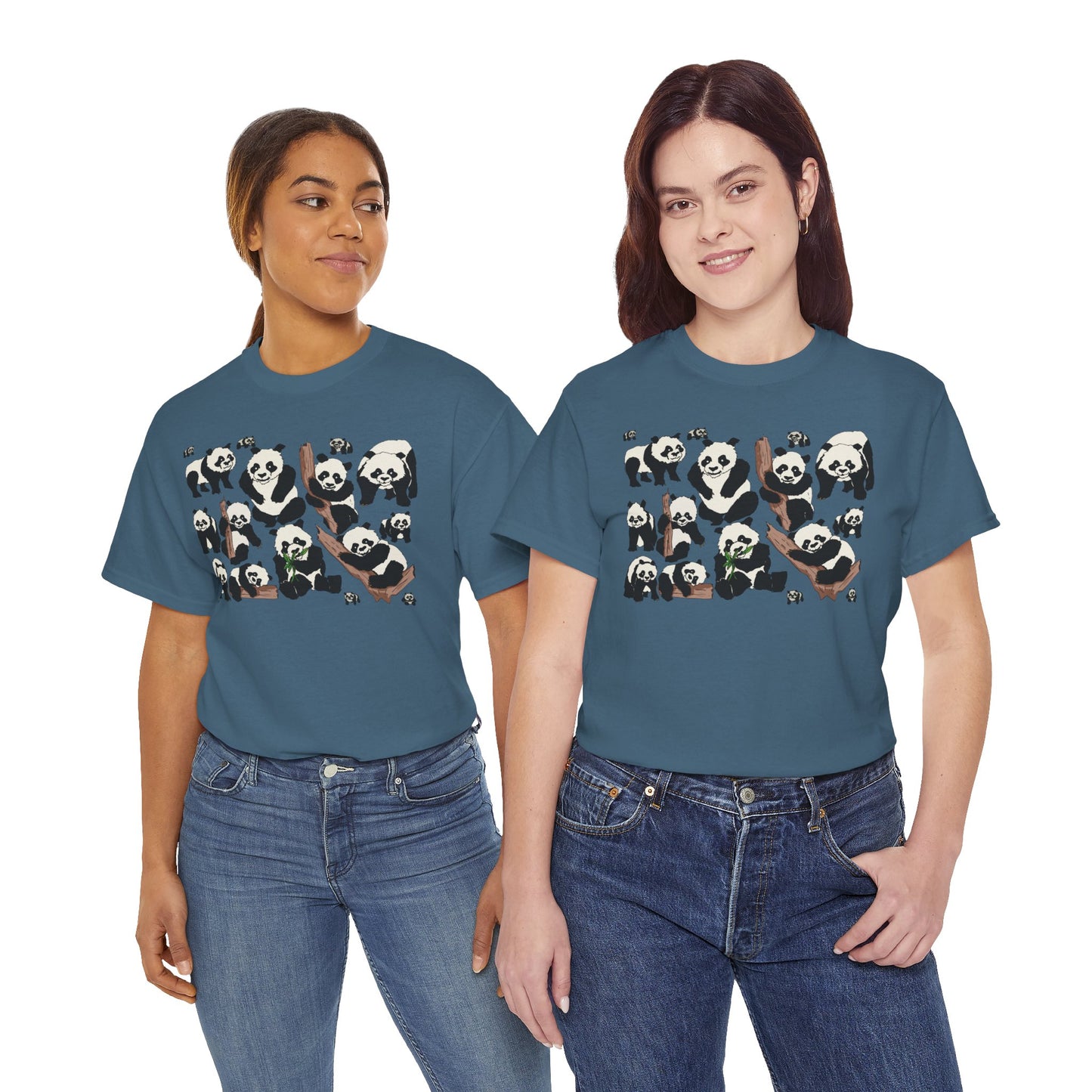 Cute Panda Design Unisex Heavy Cotton Tee | Animal Lover Gift, Casual Wear, Eco-Friendly Apparel, Nature Enthusiast Clothing
