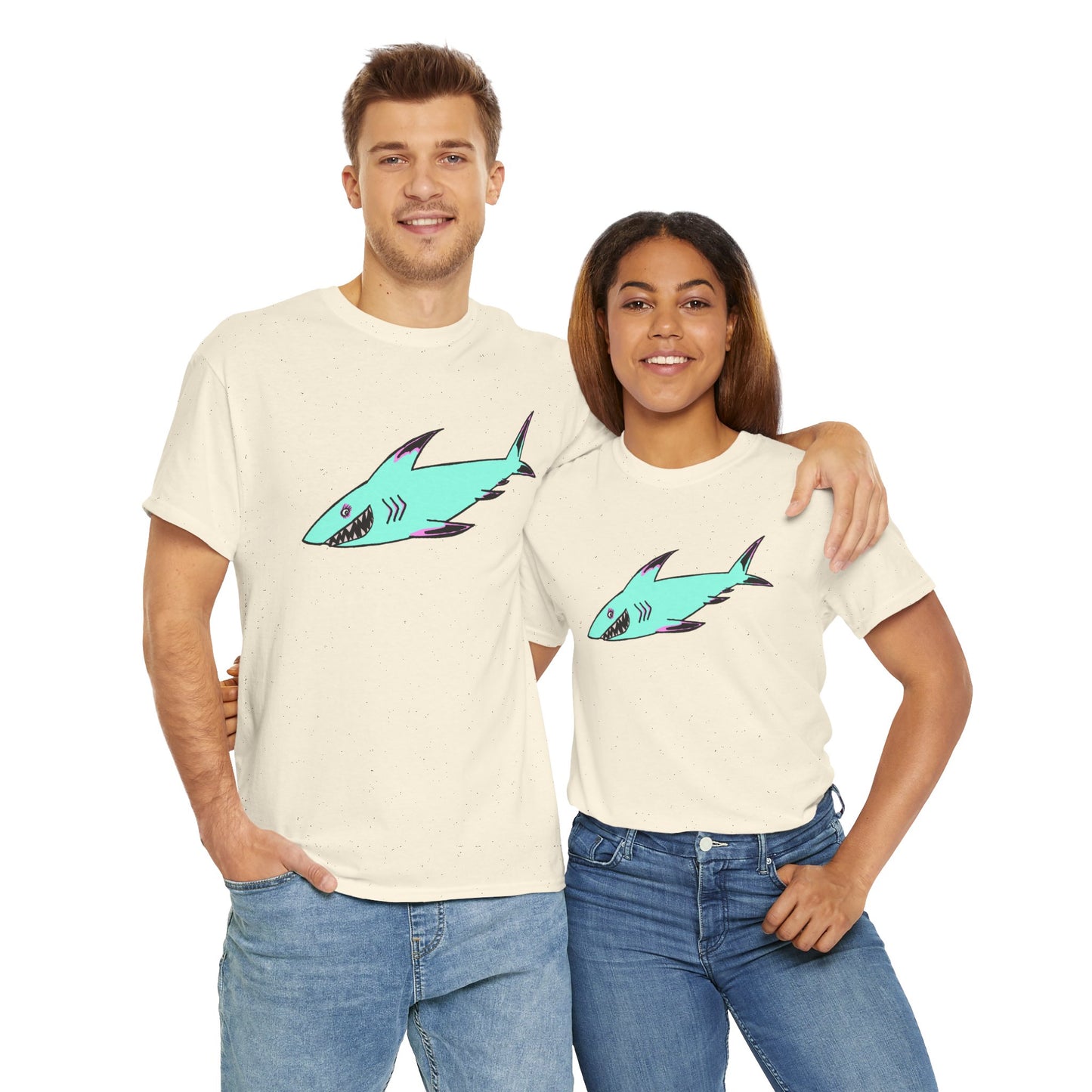 Cool Shark Graphic Unisex Heavy Cotton Tee, Ocean Lover Shirt, Beachwear, Casual Everyday Tee, Gift for Sharks Fans