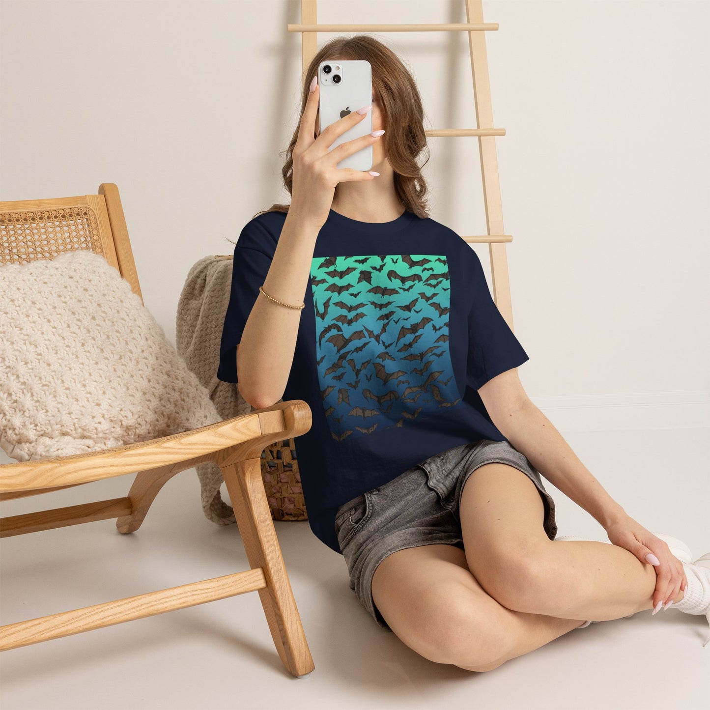 Bat Swarm Graphic Tee — Gradient Night Flight T-Shirt