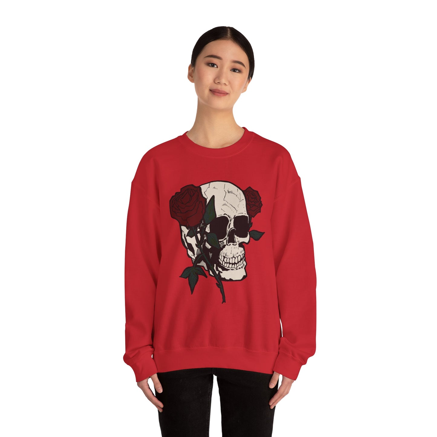 Skull & Rose Crewneck Sweatshirt - Unisex Heavy Blend™