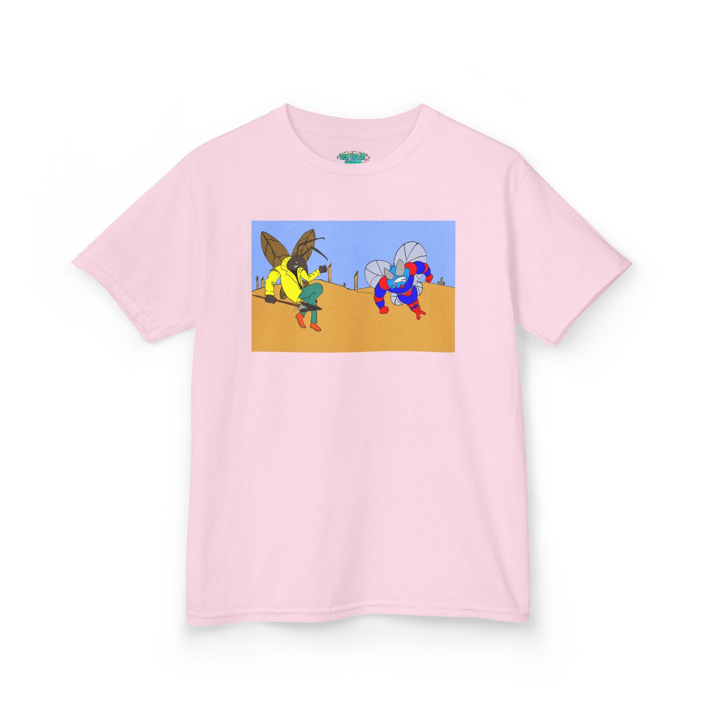 Astro-Fly and Wasp Warrior Kids Tee — Colorful Desert Beetle Cartoon Illustration