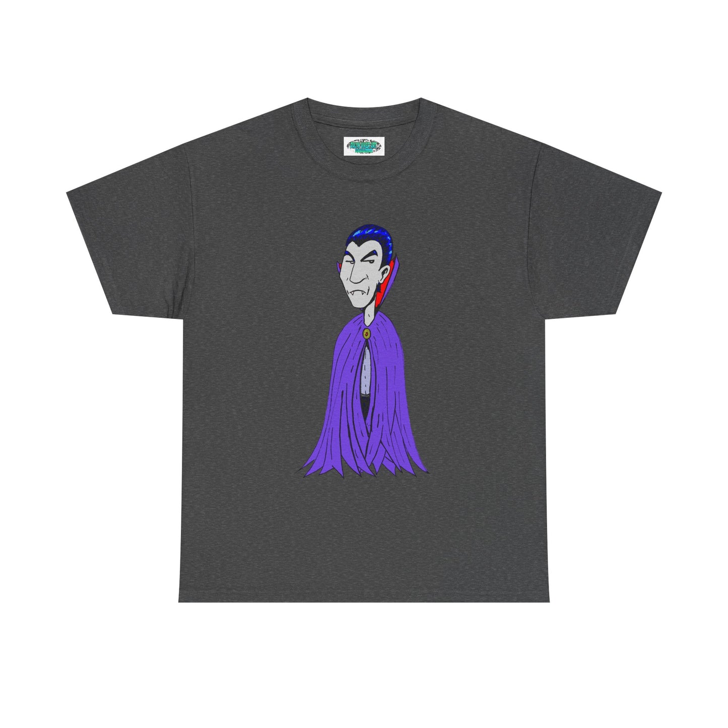 Vampire Cartoon Tee - Cute Purple Cloak Dracula Graphic T-Shirt
