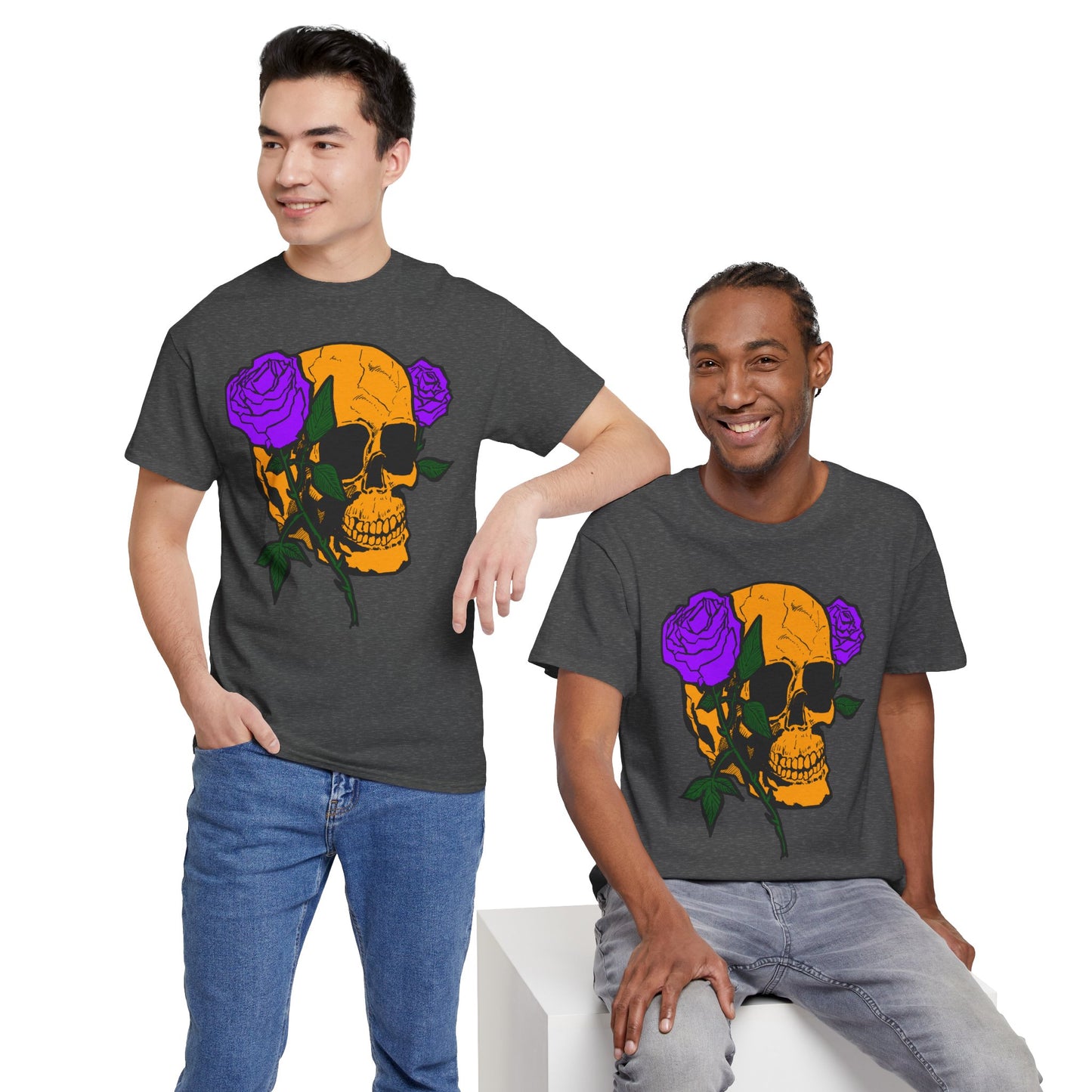 Skull and Roses Unisex Tee, Gothic Aesthetic Shirt, Vintage Graphic T-Shirt, Streetwear Essentials, Edgy Casual Wear