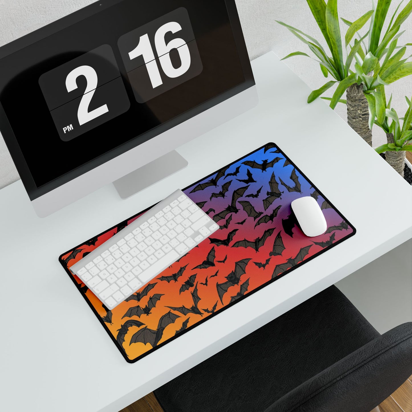 Halloween Gradient Bat Desk Mat — Large Gaming Mousepad and Card Playing Mat