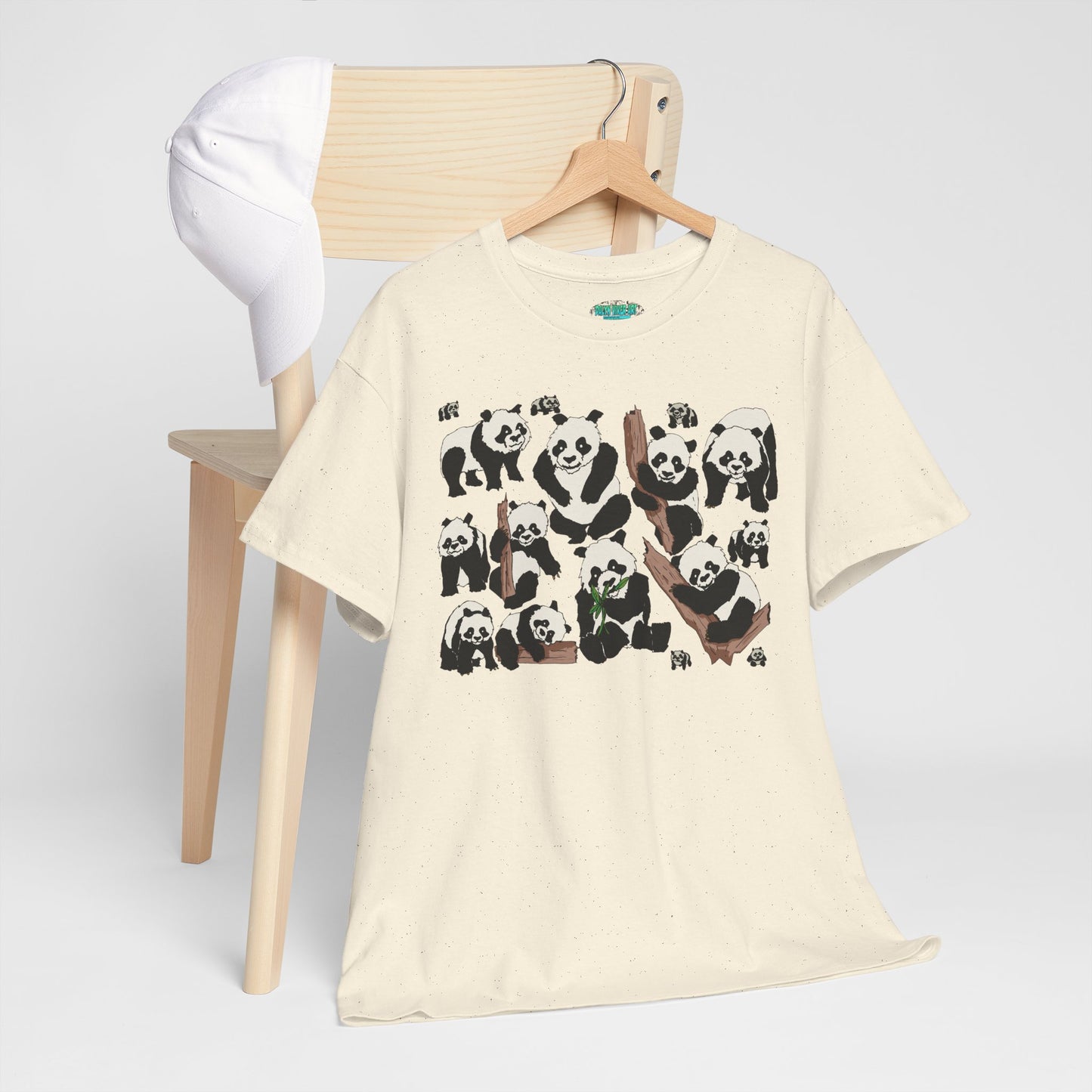 Cute Panda Design Unisex Heavy Cotton Tee | Animal Lover Gift, Casual Wear, Eco-Friendly Apparel, Nature Enthusiast Clothing