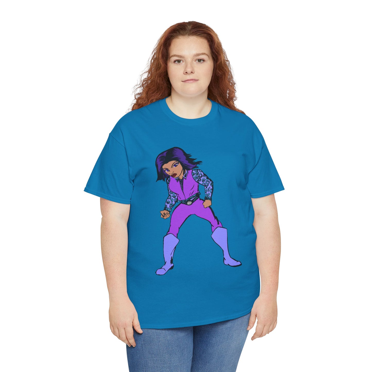 Retro Cartoon Hero Woman Character Unisex Heavy Cotton Tee, Vintage Graphic Tee, Fun T-Shirt, Gift for Fans, Casual Wear, Everyday Tee