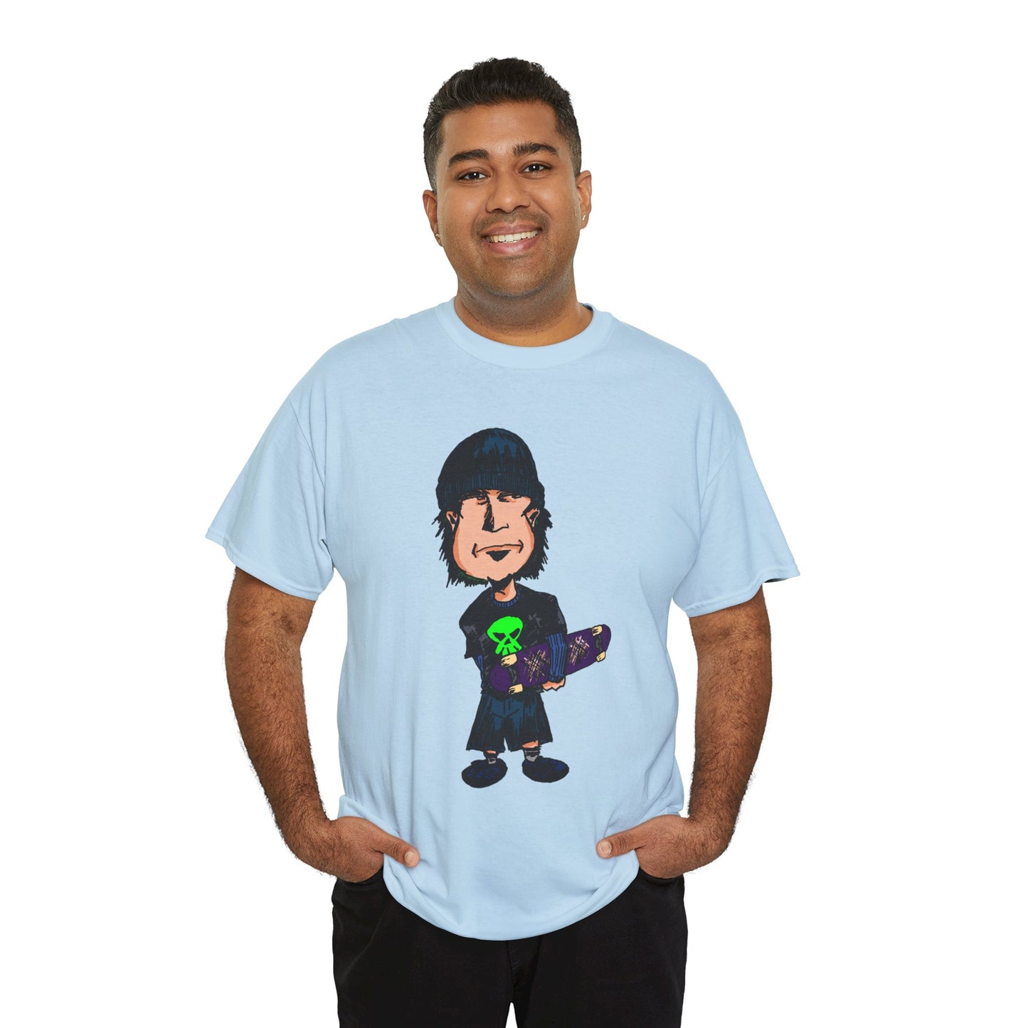 Rude Skater Dude - Skate Punk Cartoon Tee – Boy with Skateboard Graphic Shirt