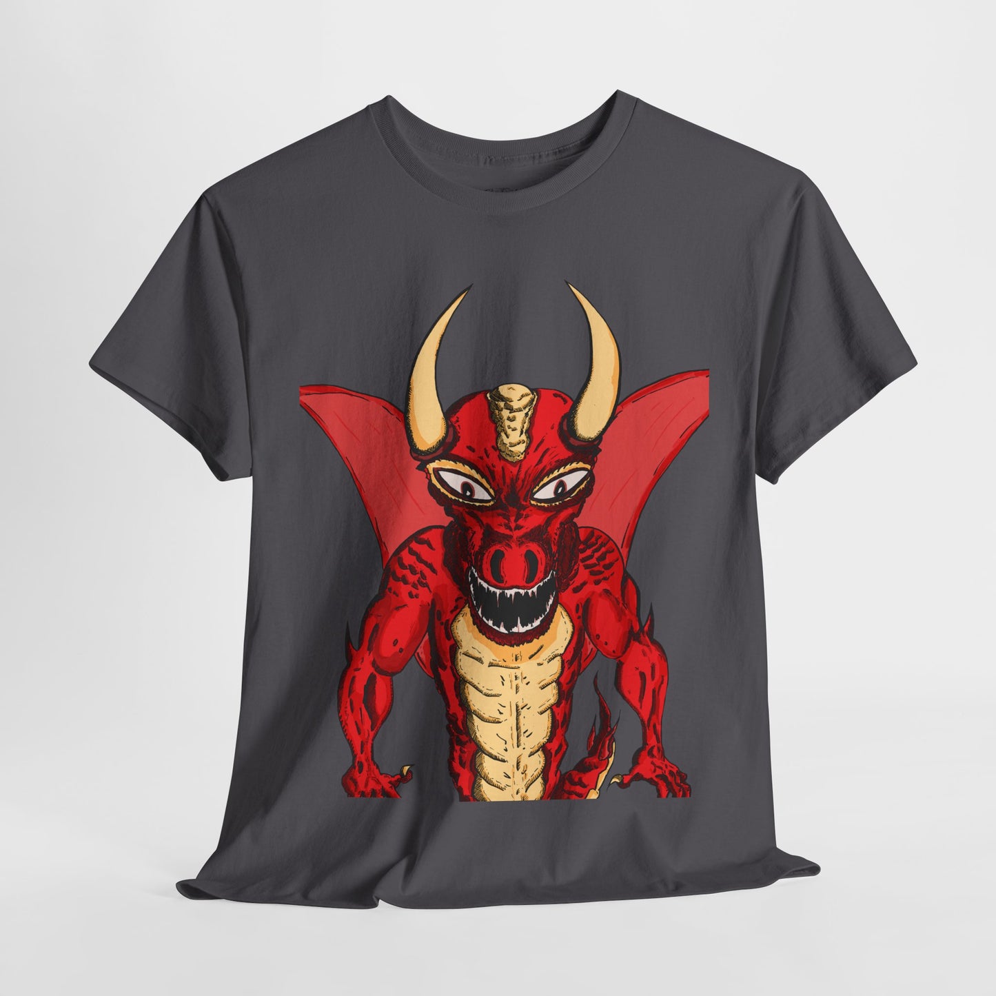 Bold Red Dragon Unisex Heavy Cotton Tee | Graphic Shirt for Anime Fans, Party Wear, Casual Outfit, Gift for Him/Her