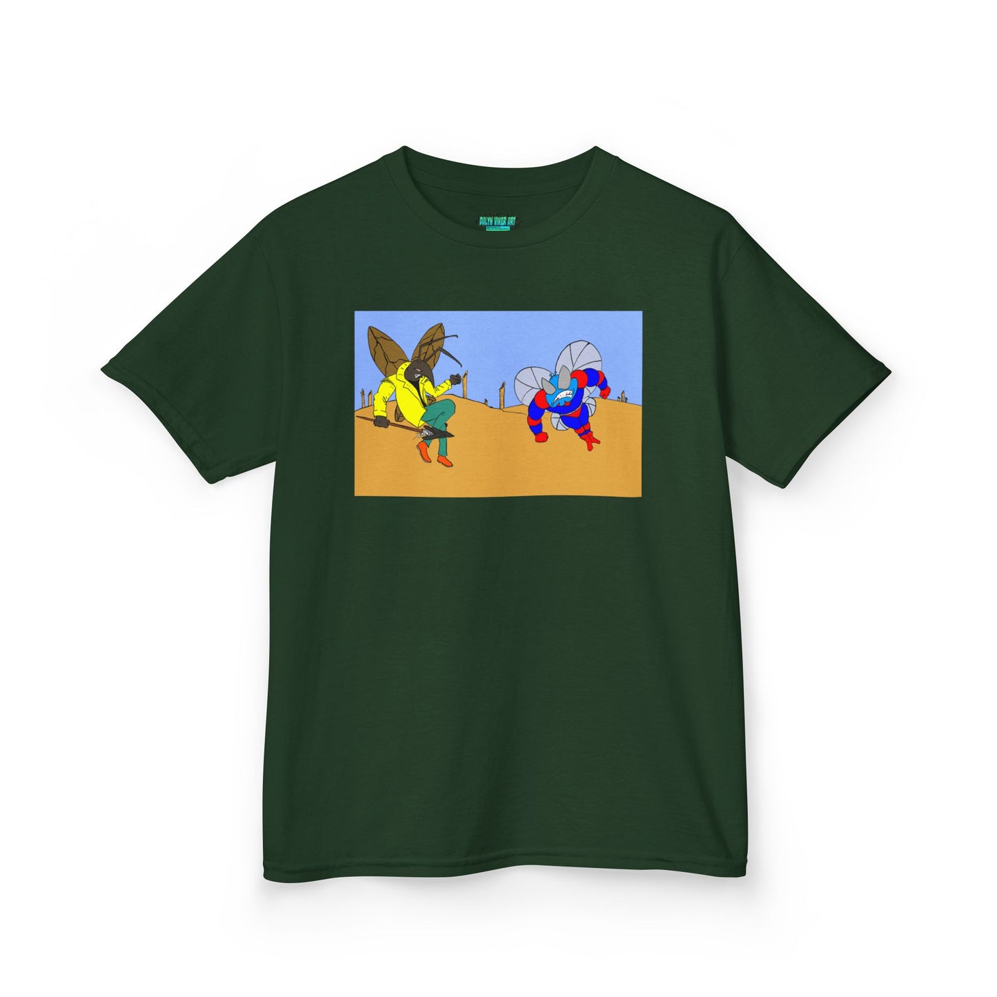 Astro-Fly and Wasp Warrior Kids Tee — Colorful Desert Beetle Cartoon Illustration