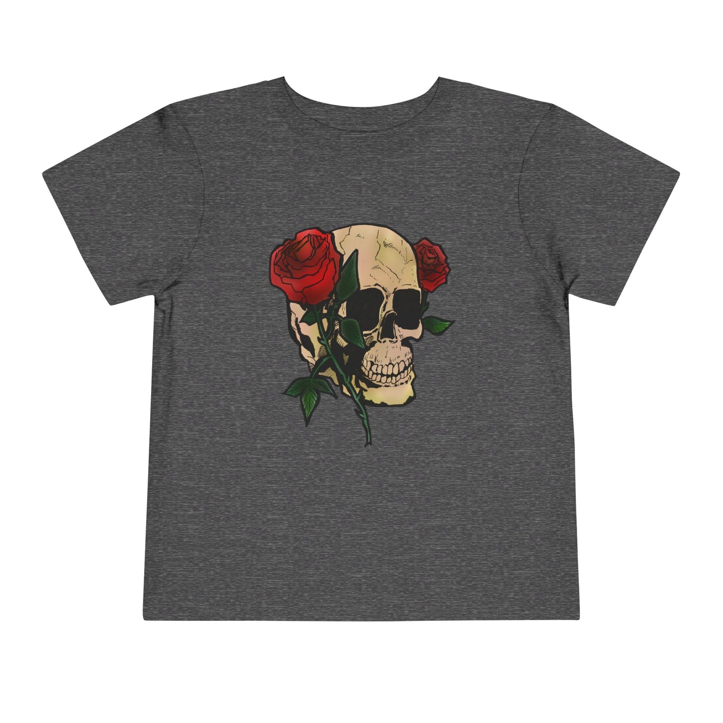 Toddler Tee — Skull with Red Roses Graphic