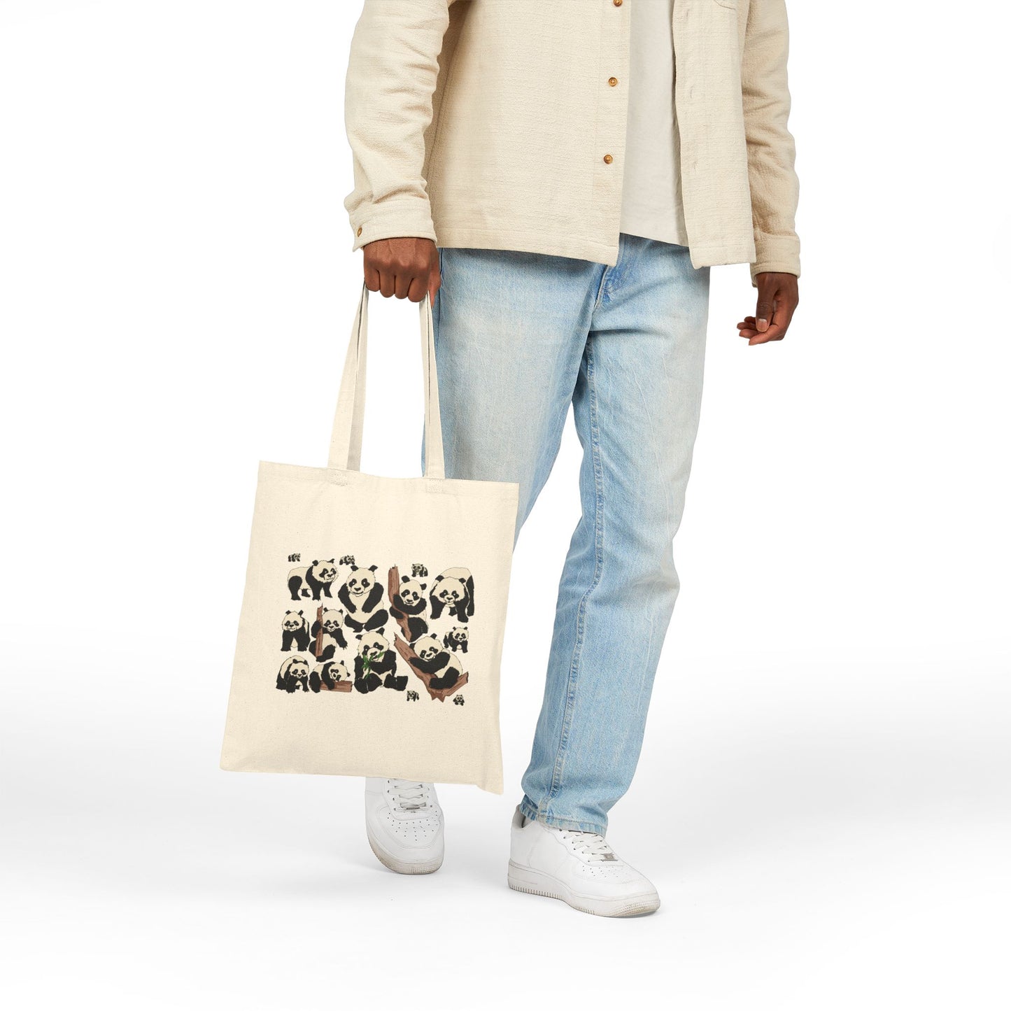 Panda Collage Cotton Canvas Tote Bag – Cute Eco-Friendly Grocery & Everyday Shopper