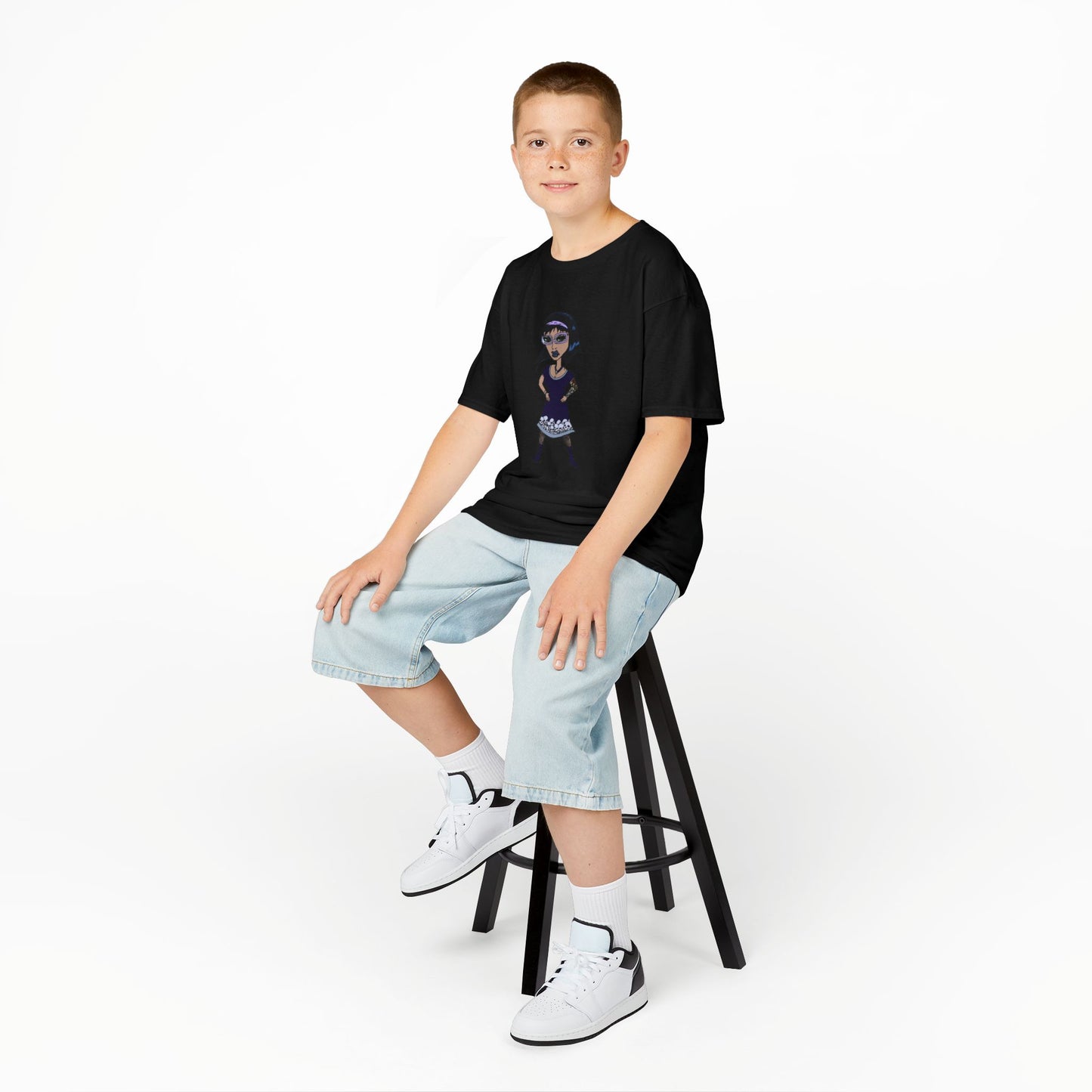 Kids Tee — Vintage Gothic Girl Cartoon Graphic Tee for Children