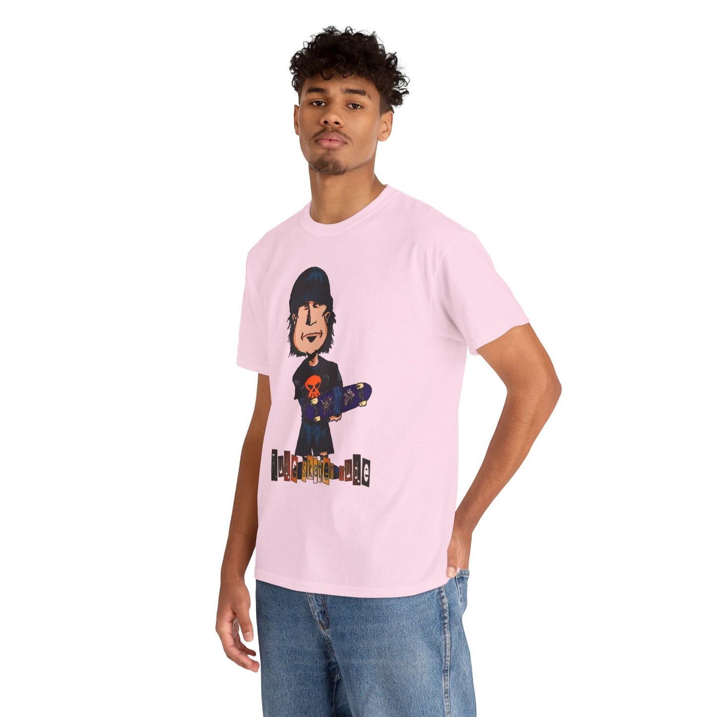 Rude Skater Dude Cartoon Skate Punk T-Shirt — Skateboarding Tee with Skull Design