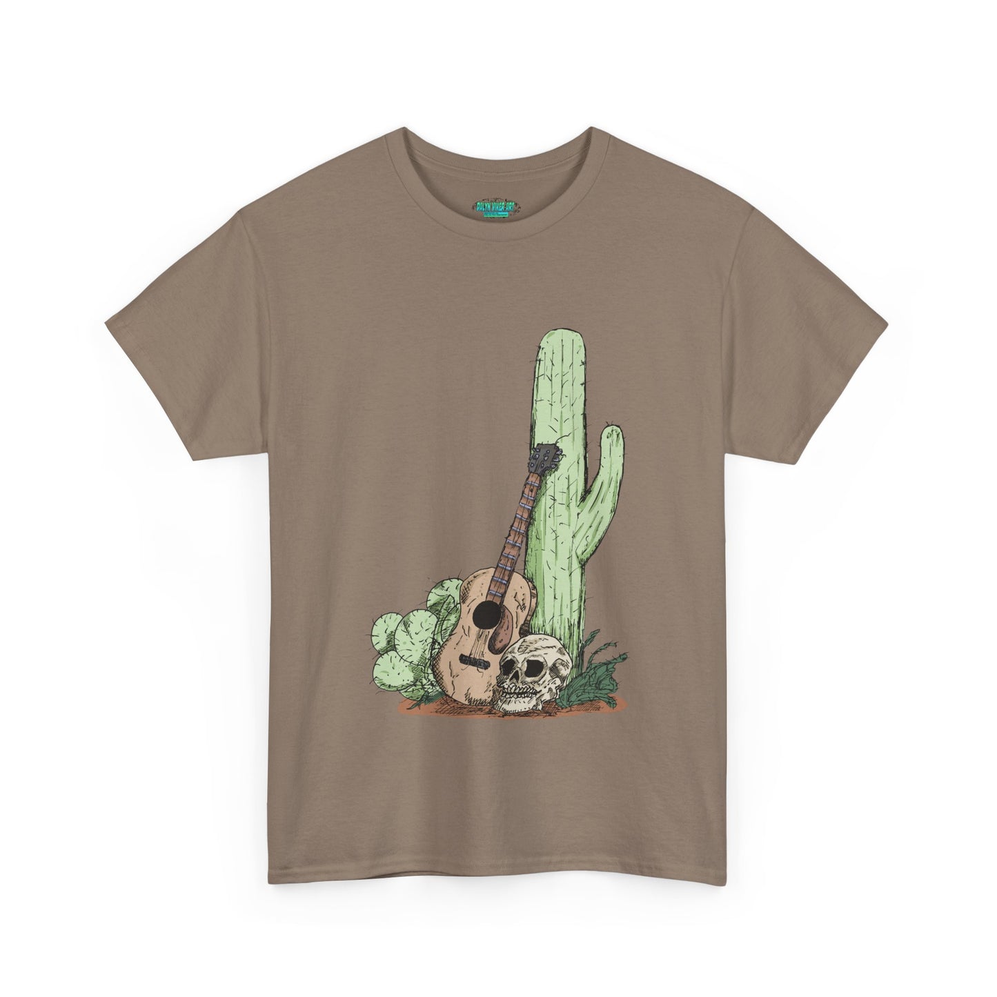 Desert Vibe Graphic Tee - Unisex Heavy Cotton Shirt, Boho Cactus Shirt, Guitar Lover's Gift, Summer Top, Music T-Shirt