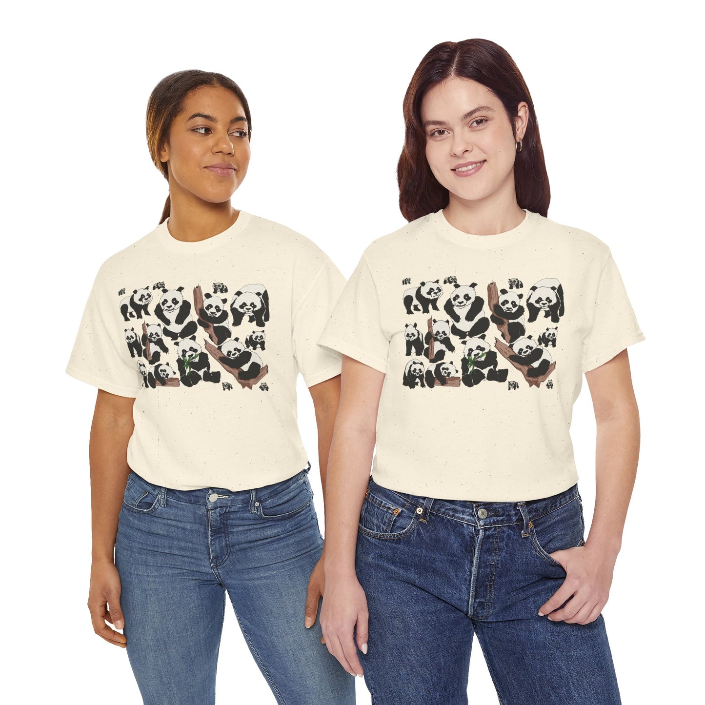 Cute Panda Design Unisex Heavy Cotton Tee | Animal Lover Gift, Casual Wear, Eco-Friendly Apparel, Nature Enthusiast Clothing