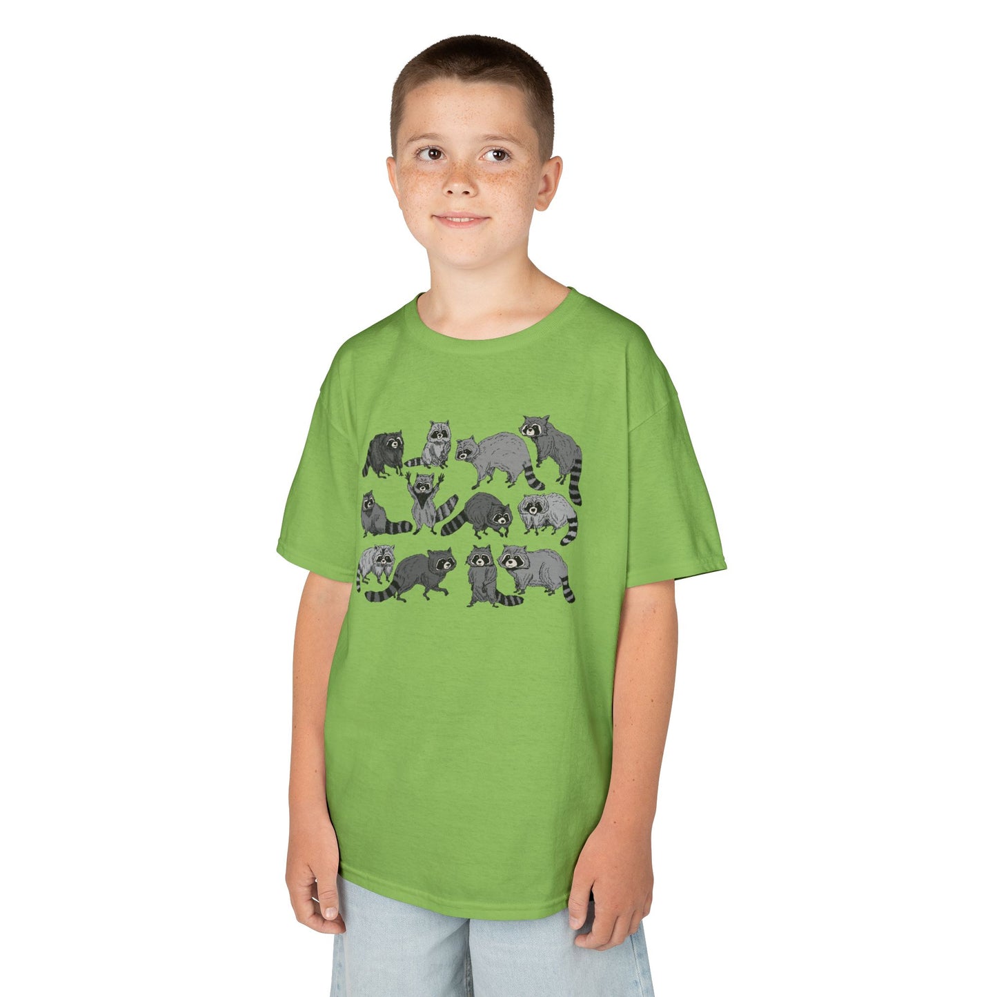 Cute Raccoons Pattern Kids Tee, Animal Lover Gift, Funny Raccoon Shirt, Children's Apparel, Birthday Outfit, Pet Lover Tee