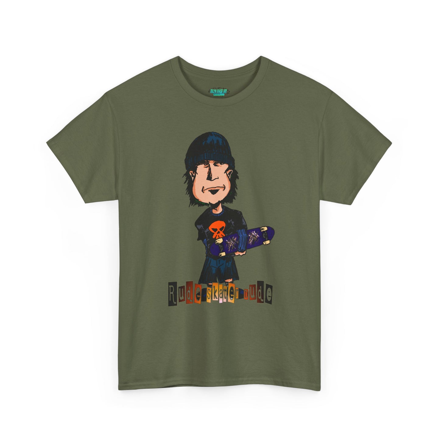 Rude Skater Dude Cartoon Skate Punk T-Shirt — Skateboarding Tee with Skull Design