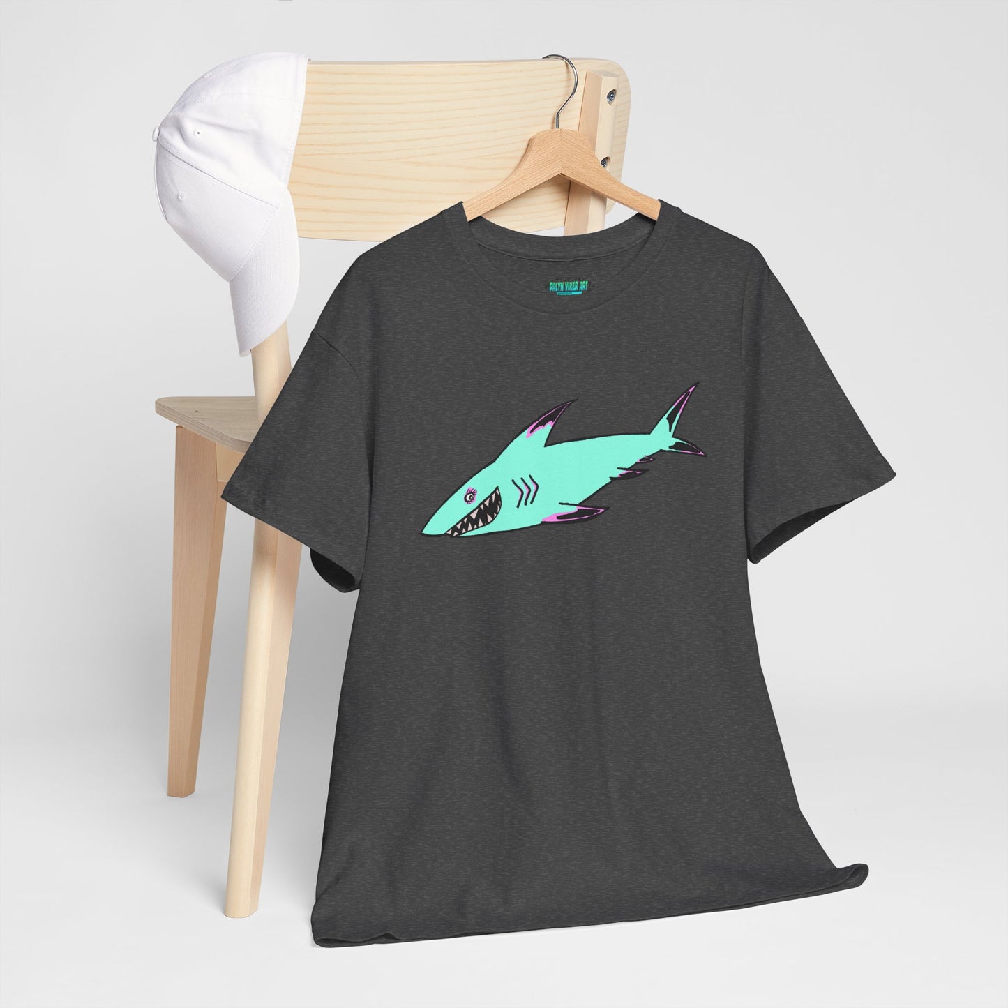 Cool Shark Graphic Unisex Heavy Cotton Tee, Ocean Lover Shirt, Beachwear, Casual Everyday Tee, Gift for Sharks Fans