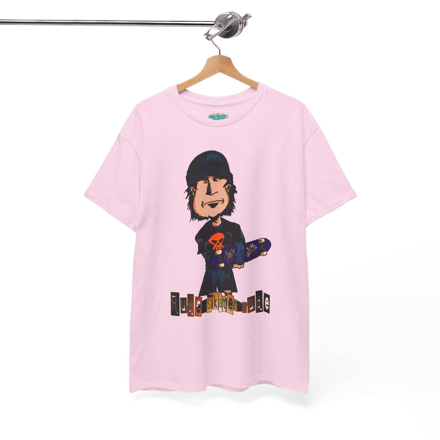 Rude Skater Dude Cartoon Skate Punk T-Shirt — Skateboarding Tee with Skull Design