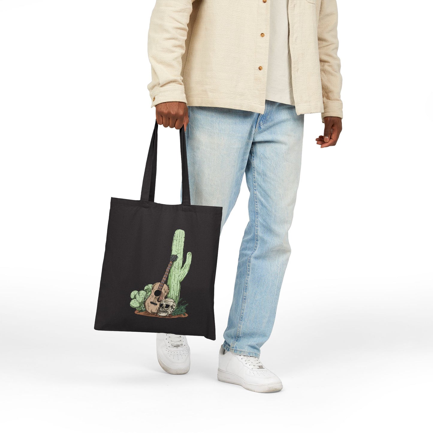 Desert Guitar Canvas Tote Bag – Cactus & Guitar Eco Shopper