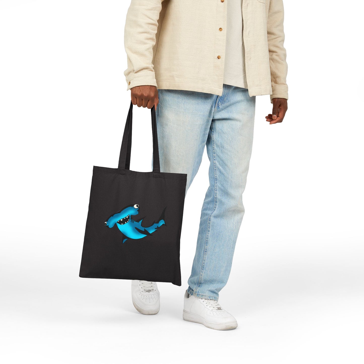 Harley Hammerhead Shark Canvas Tote Bag – Cute Ocean Animal Beach Market Bag
