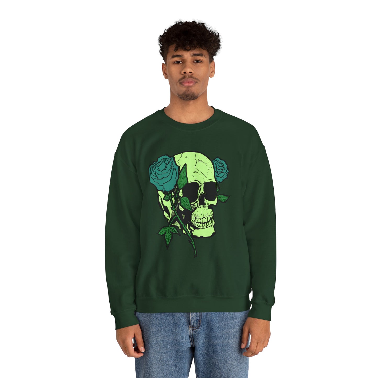 Skull and Roses Crewneck Sweatshirt for Unisex