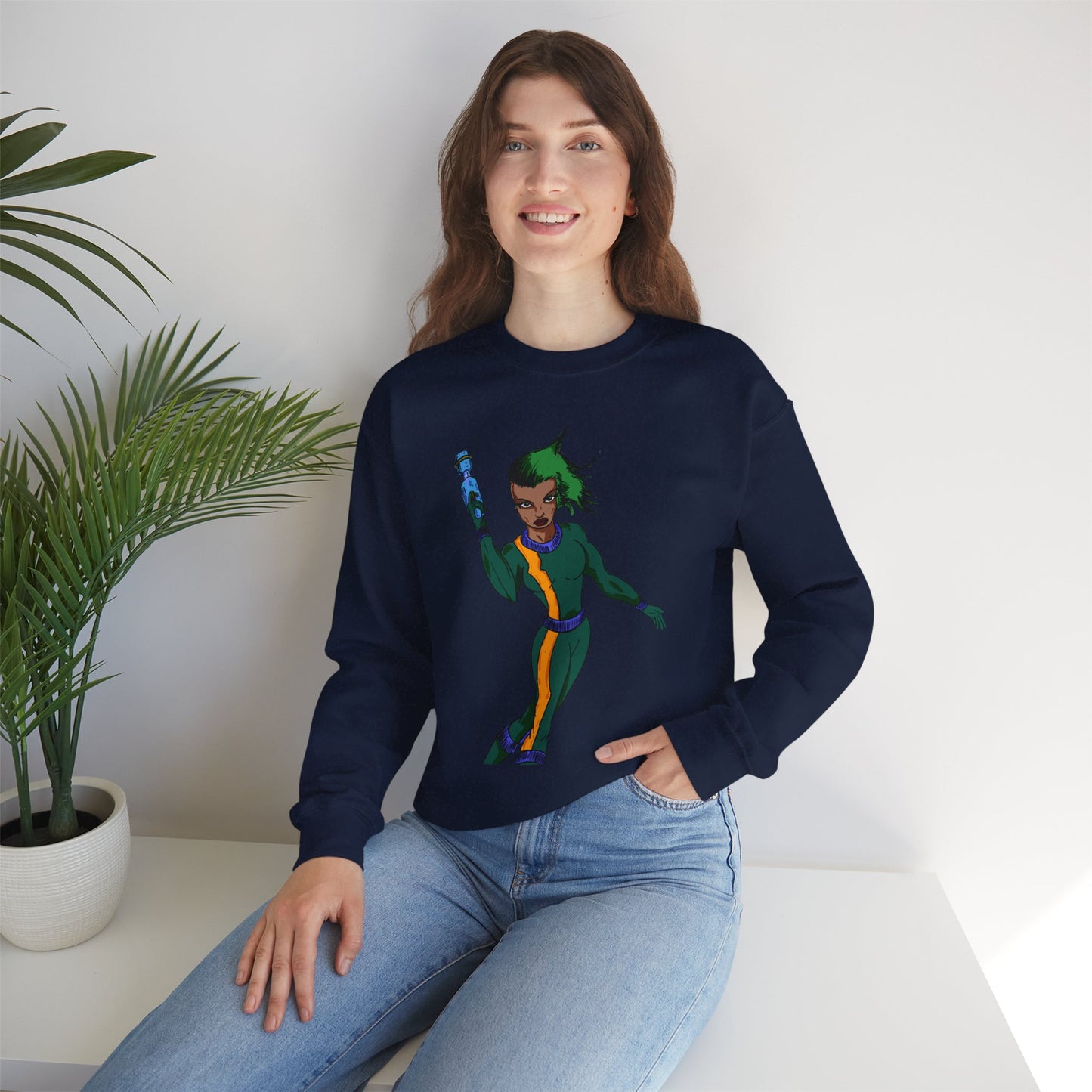 Heroic Vibes Crewneck Sweatshirt with Bold Design