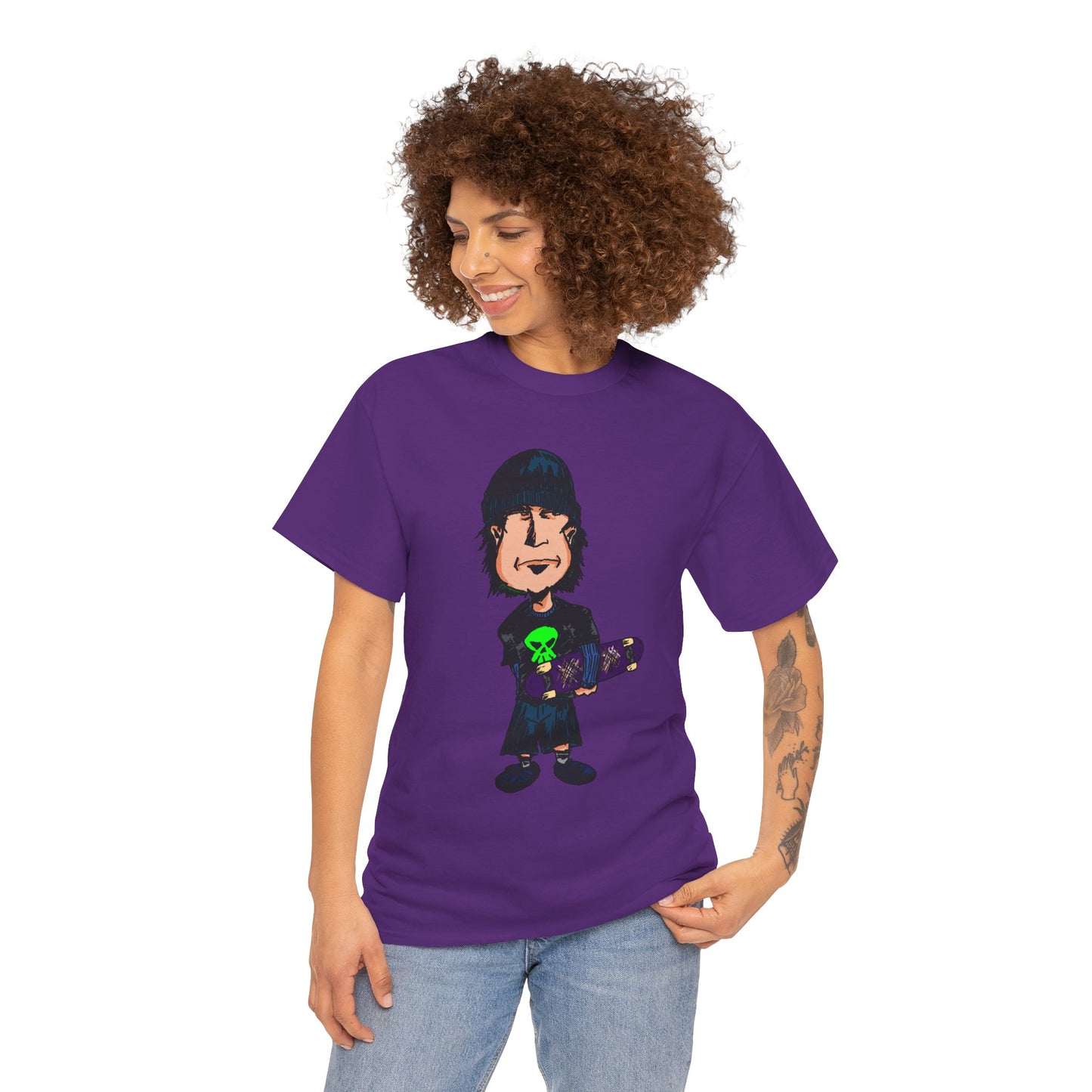 Rude Skater Dude - Skate Punk Cartoon Tee – Boy with Skateboard Graphic Shirt