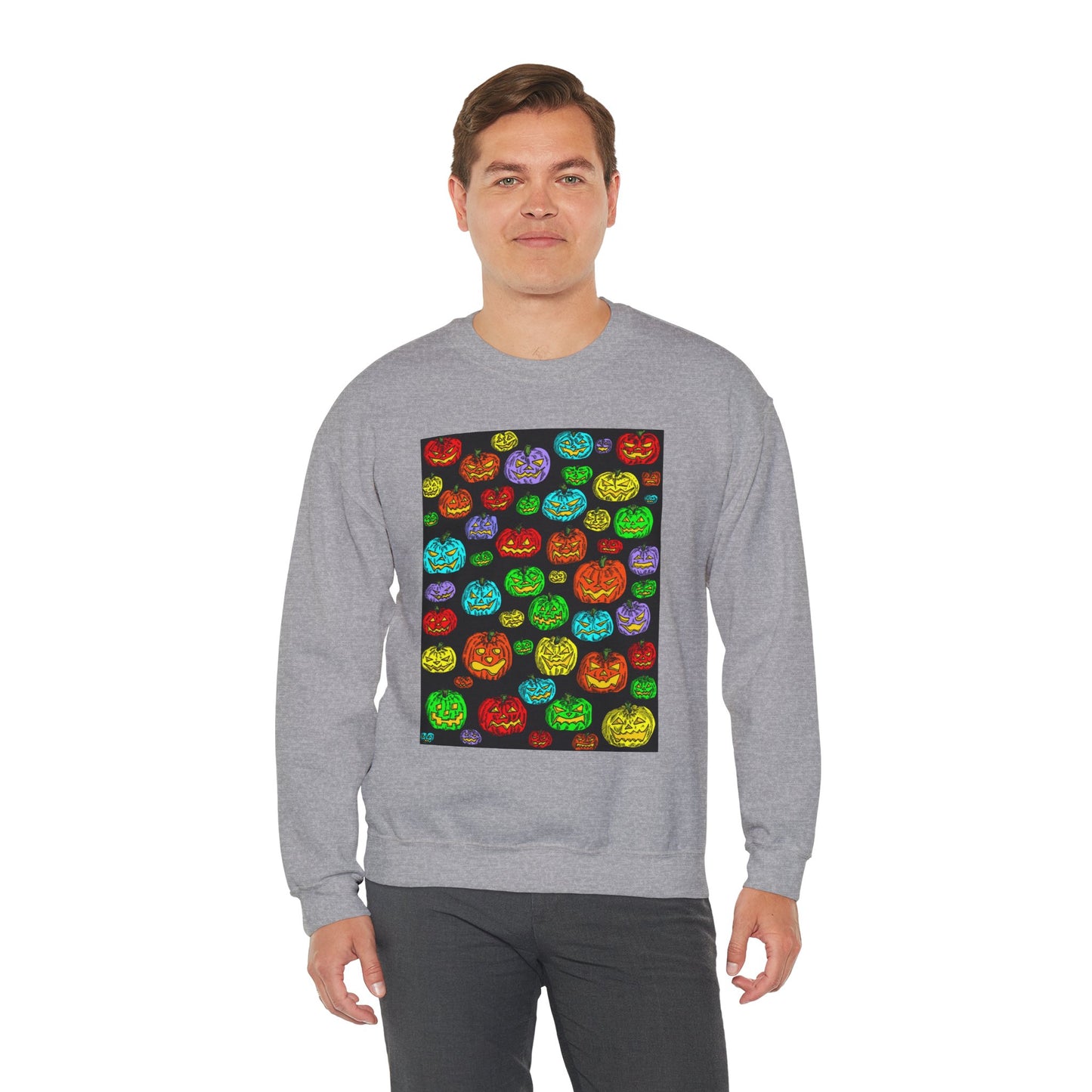 Halloween Colorful Pumpkin Graphic Crewneck Sweatshirt