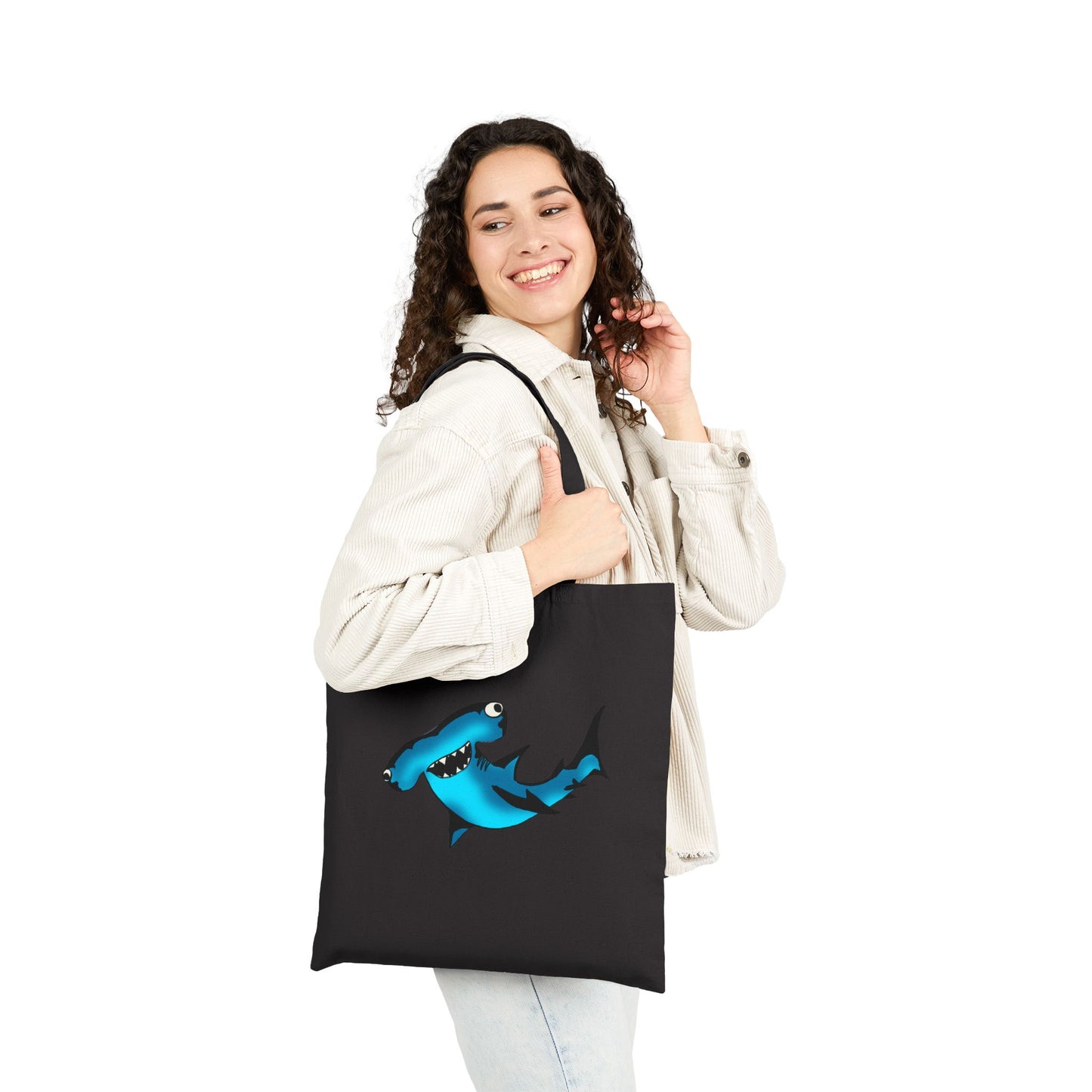 Harley Hammerhead Shark Canvas Tote Bag – Cute Ocean Animal Beach Market Bag