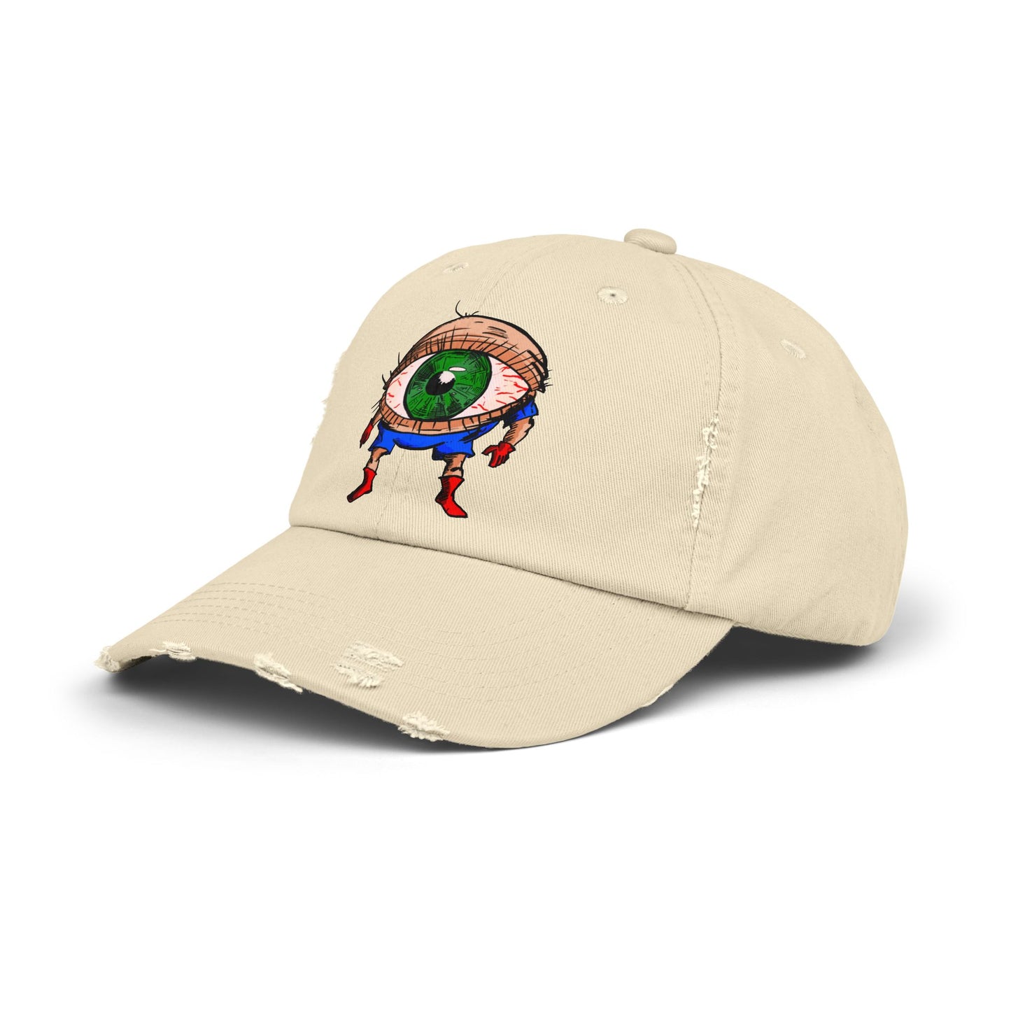 Terrif-EYE-ing Unisex Distressed Cap with Quirky Eyeball Design - Perfect for Casual Style