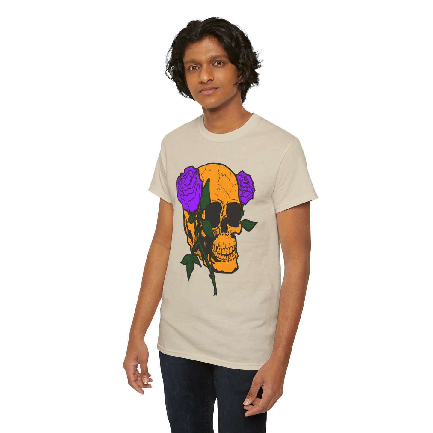 Skull and Roses Unisex Tee, Gothic Aesthetic Shirt, Vintage Graphic T-Shirt, Streetwear Essentials, Edgy Casual Wear