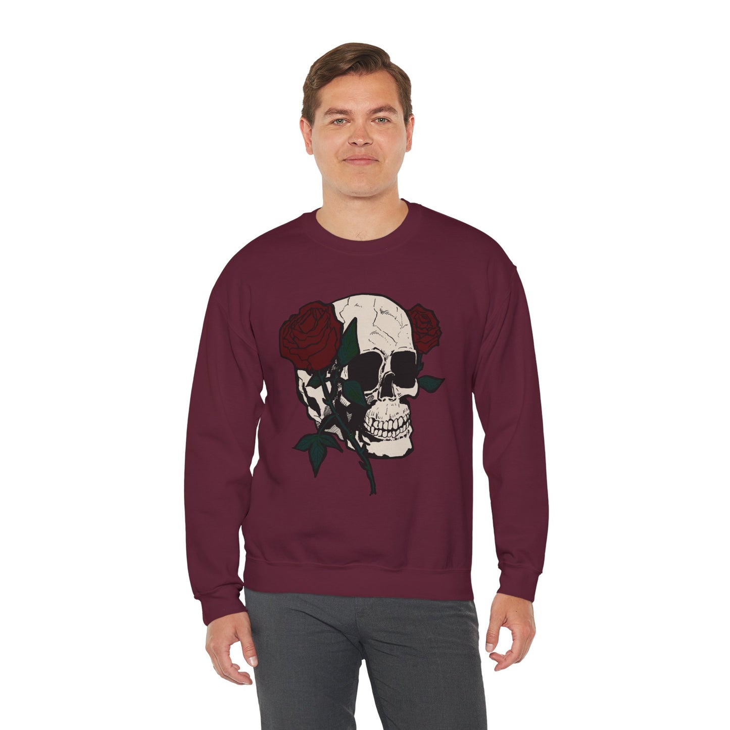 Skull & Rose Crewneck Sweatshirt - Unisex Heavy Blend™