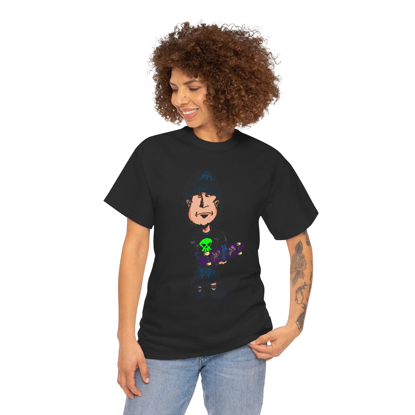 Rude Skater Dude - Skate Punk Cartoon Tee – Boy with Skateboard Graphic Shirt
