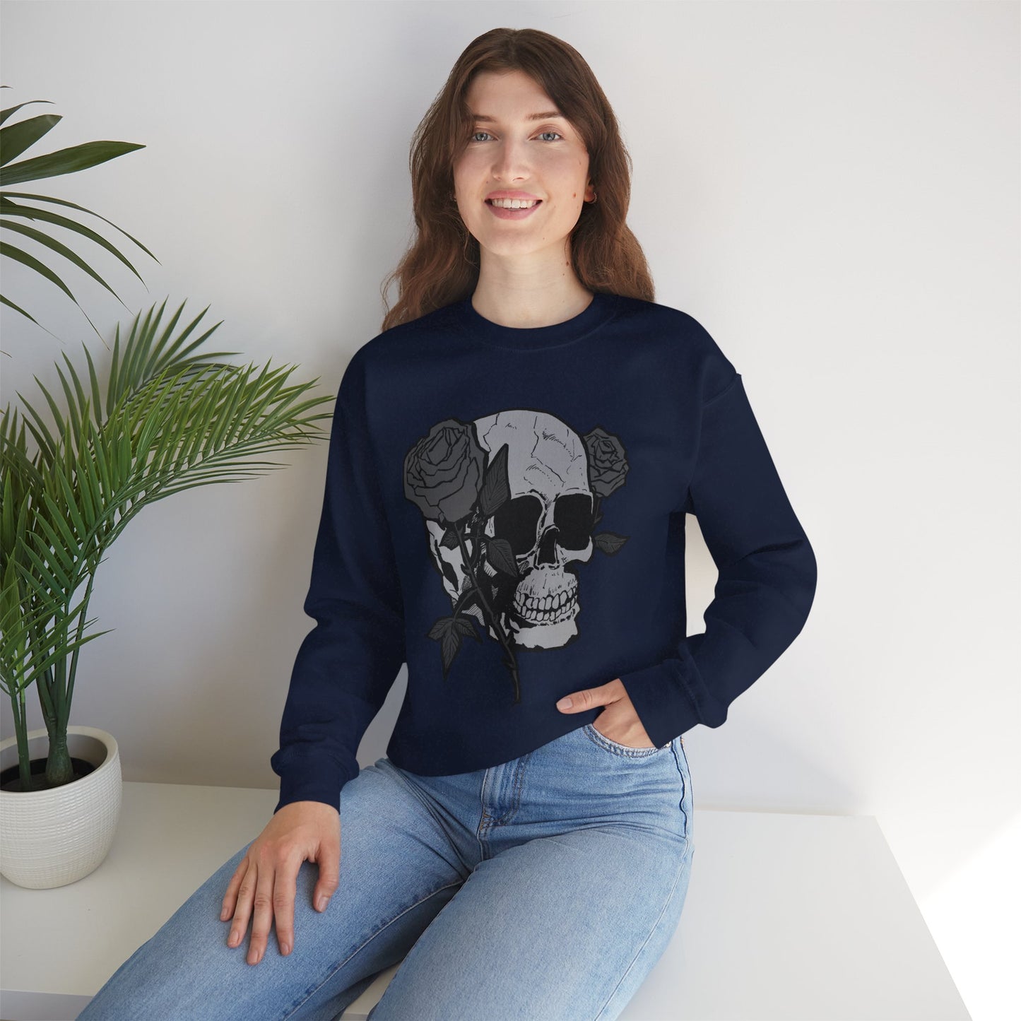 Skull and Roses Crewneck Sweatshirt - Unisex Heavy Blend™