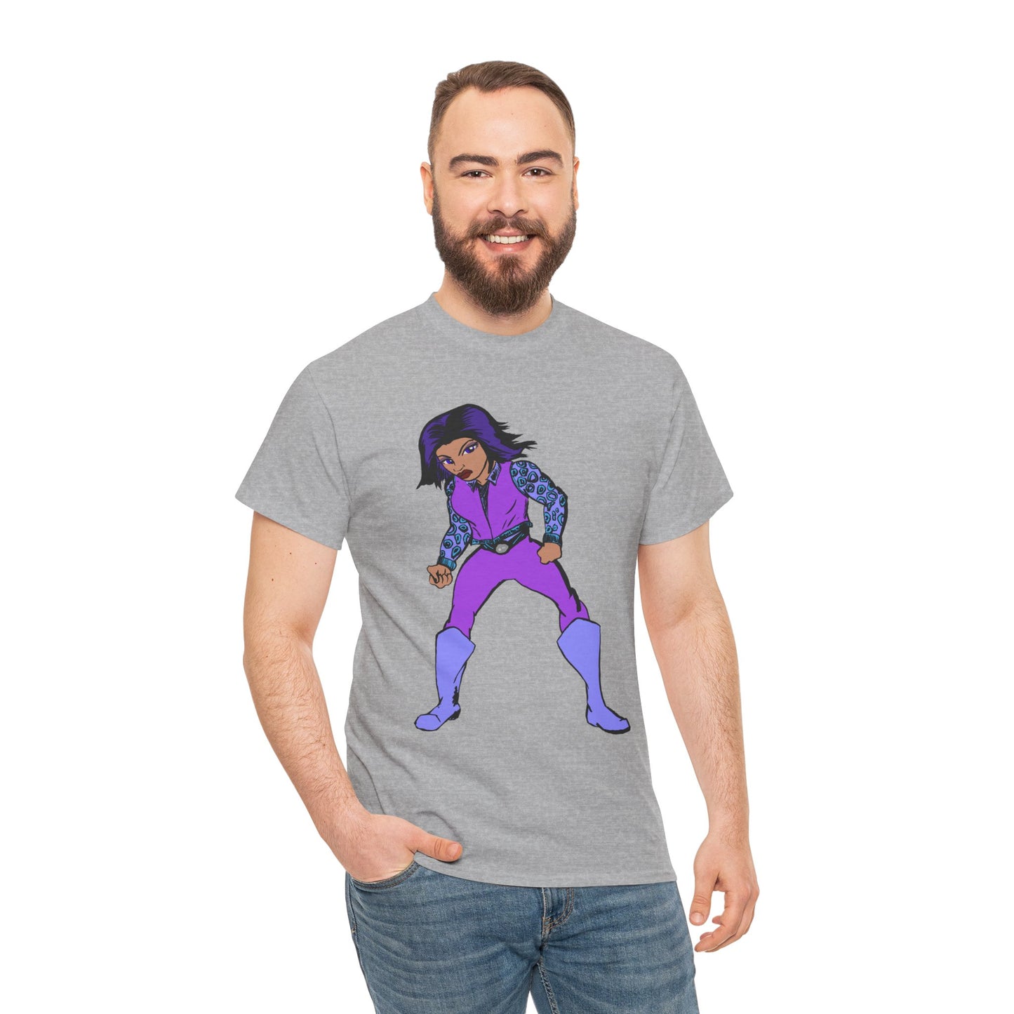 Retro Cartoon Hero Woman Character Unisex Heavy Cotton Tee, Vintage Graphic Tee, Fun T-Shirt, Gift for Fans, Casual Wear, Everyday Tee