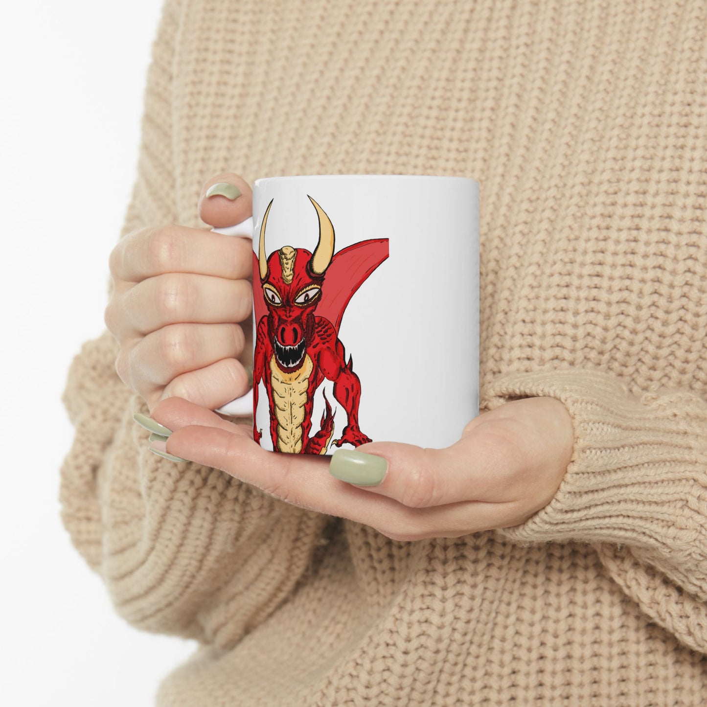 Bold Demon Dragon Themed Ceramic Mug | Perfect Gift for Comic Fans, Coffee Lovers, & Superhero Parties, Protect Your Coffee in Style!