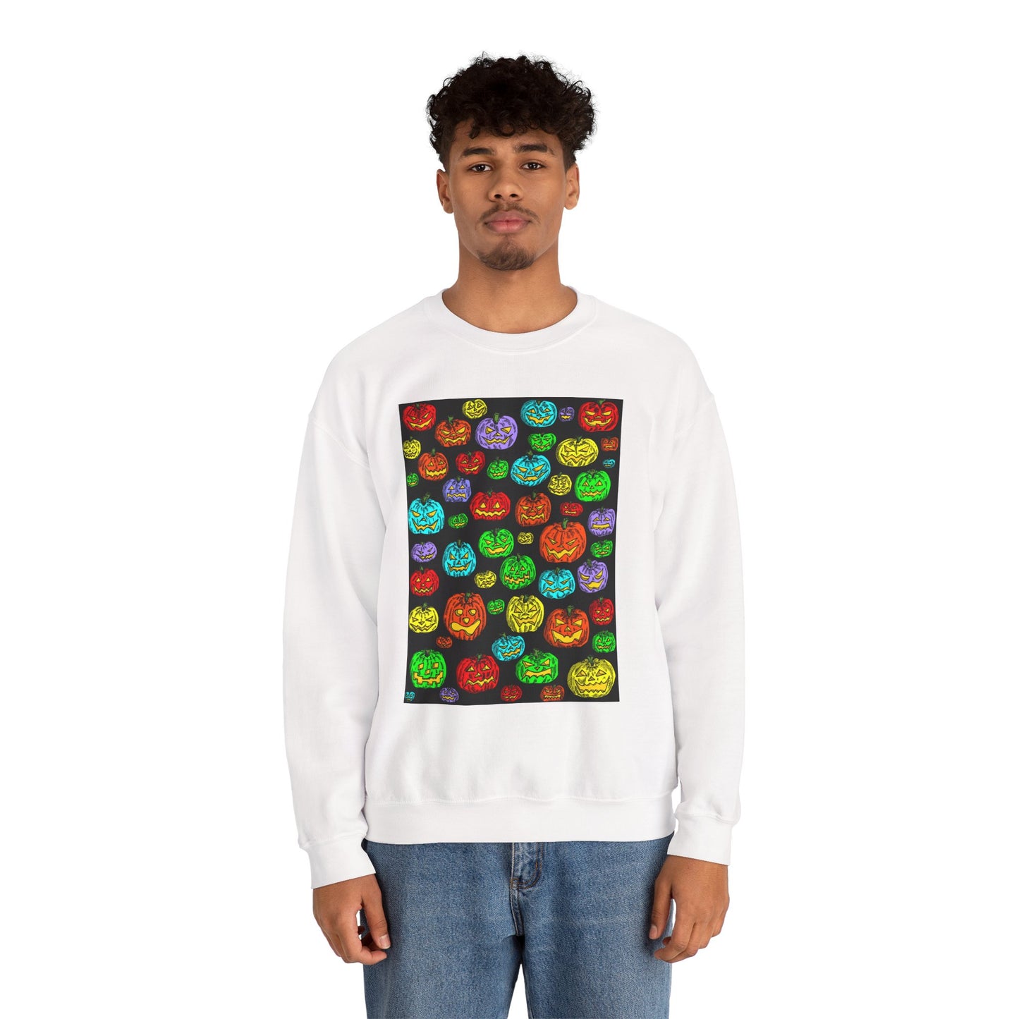 Halloween Colorful Pumpkin Graphic Crewneck Sweatshirt