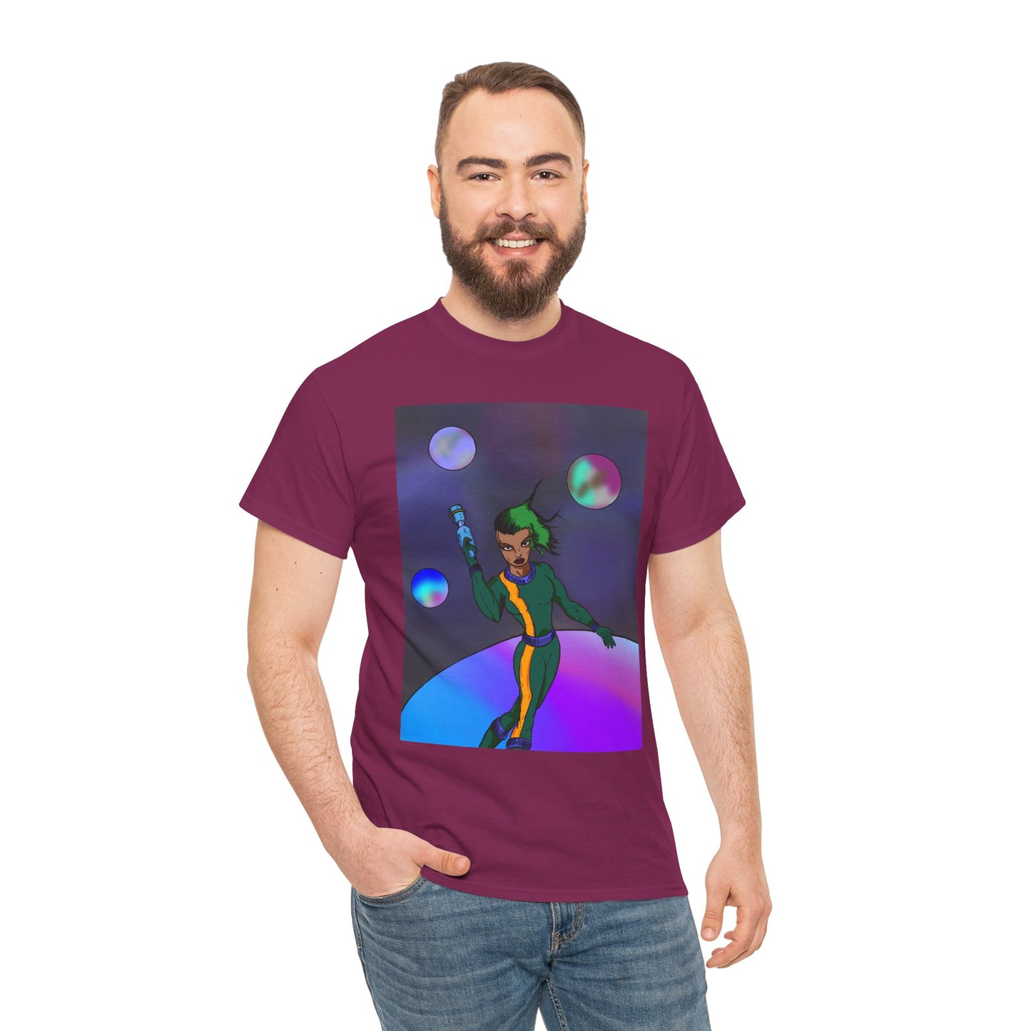 Cosmic Hero Vibe Tee - Unisex Heavy Cotton Tee, Space Art Shirt, Retro Sci-Fi T-Shirt, Gift for Space Lovers, Unique Graphic Tee