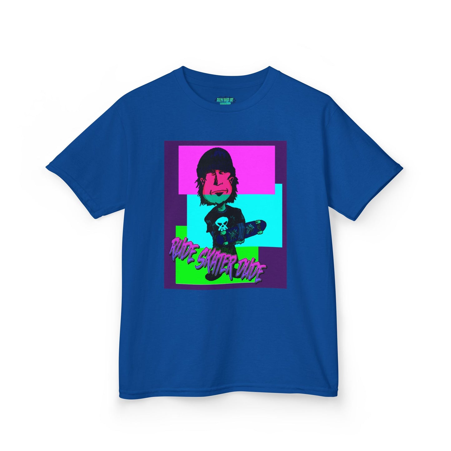 Kids Tee — Retro Neon Rude Skater Dude Kid Graphic T-Shirt