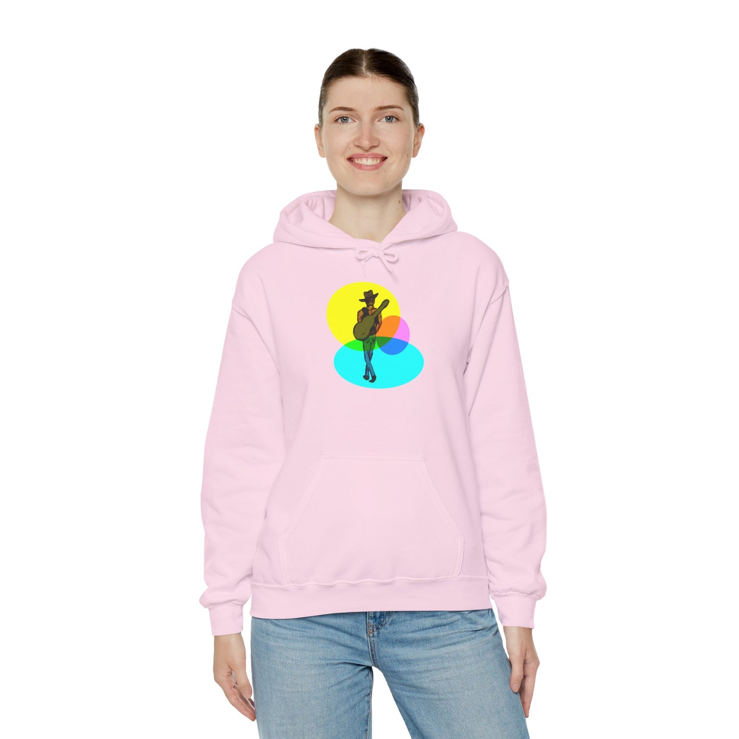 Cowboy with Guitar Hoodie — Colorful Retro Music Graphic Sweatshirt