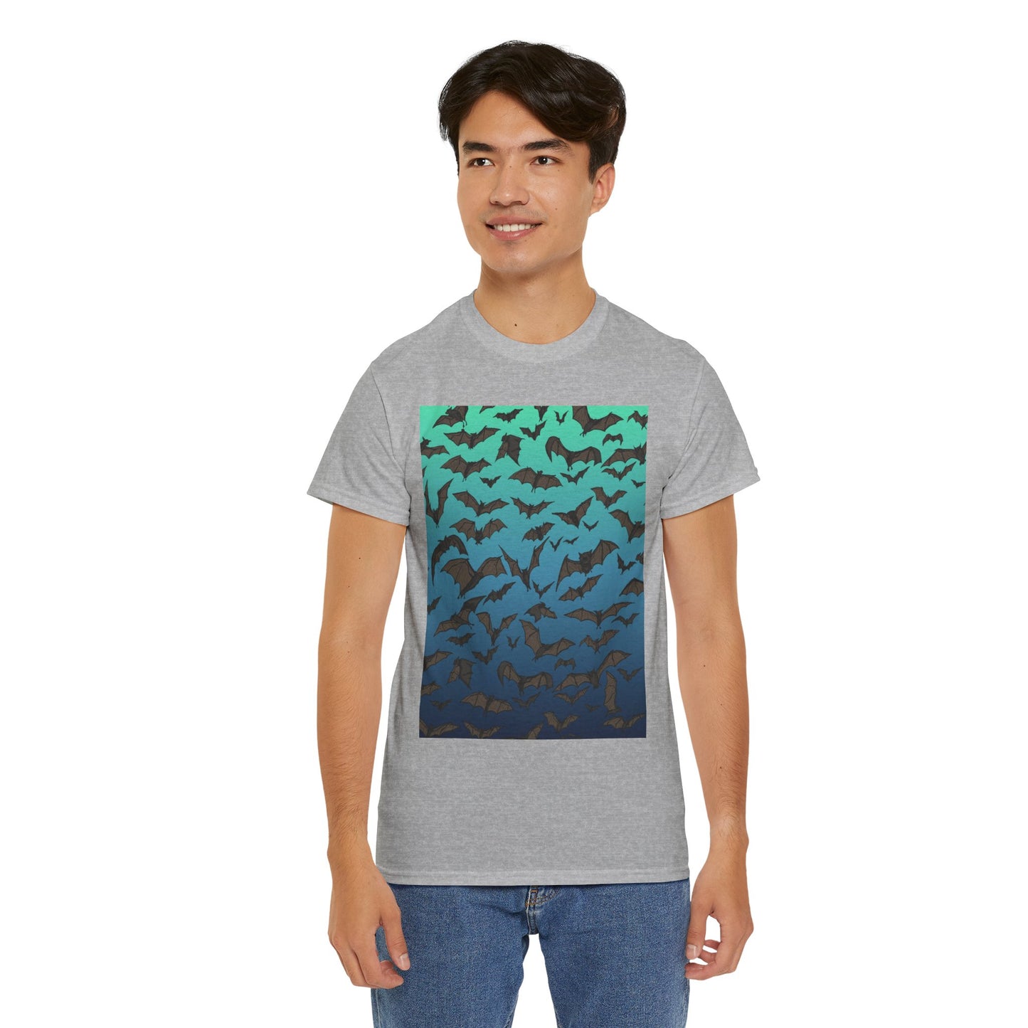Bat Swarm Graphic Tee — Gradient Night Flight T-Shirt