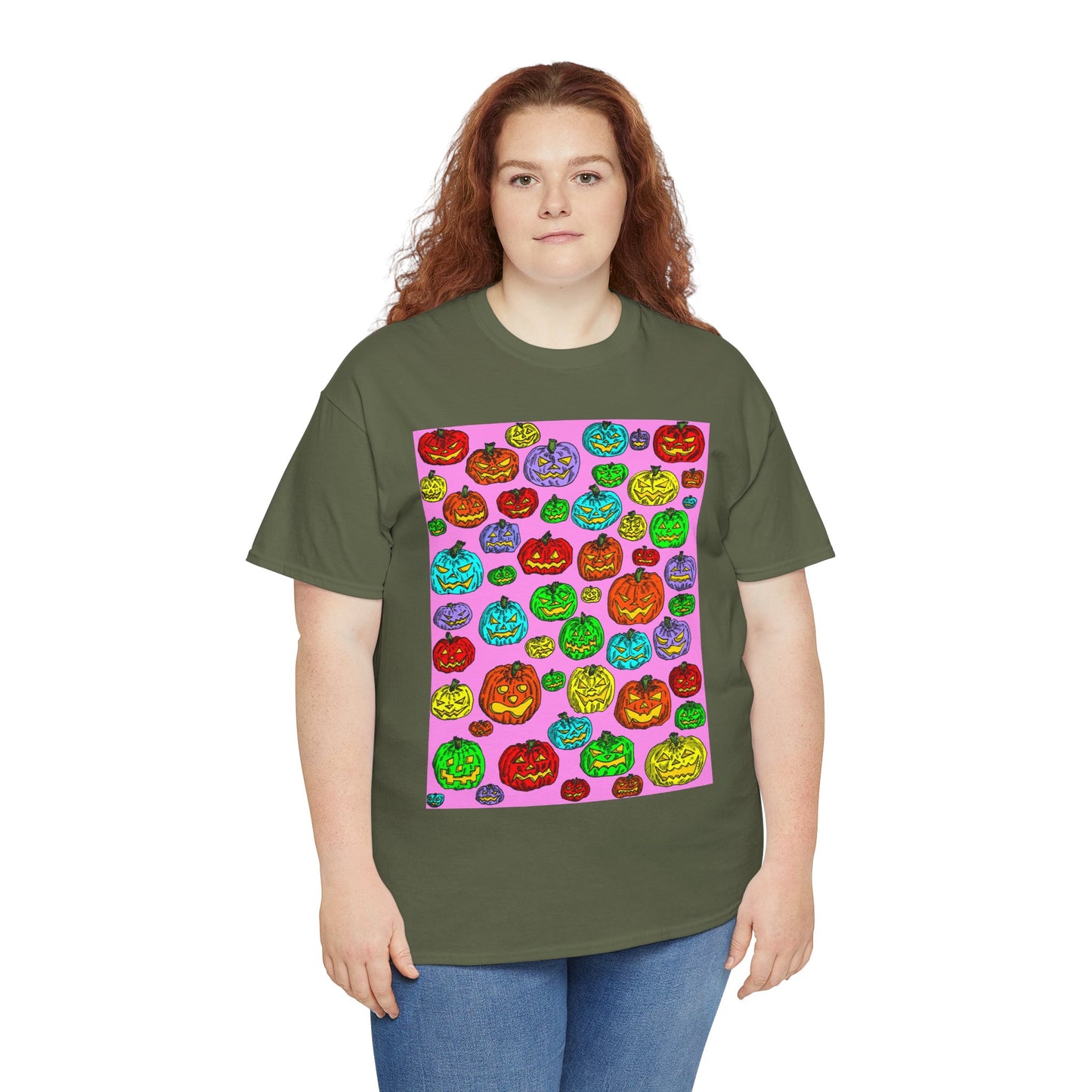 Colorful Pumpkin Graphic Tee, Unisex Cotton T-Shirt, Halloween Costume, Fall Apparel, Trendy Graphic Shirt, Casual Wear