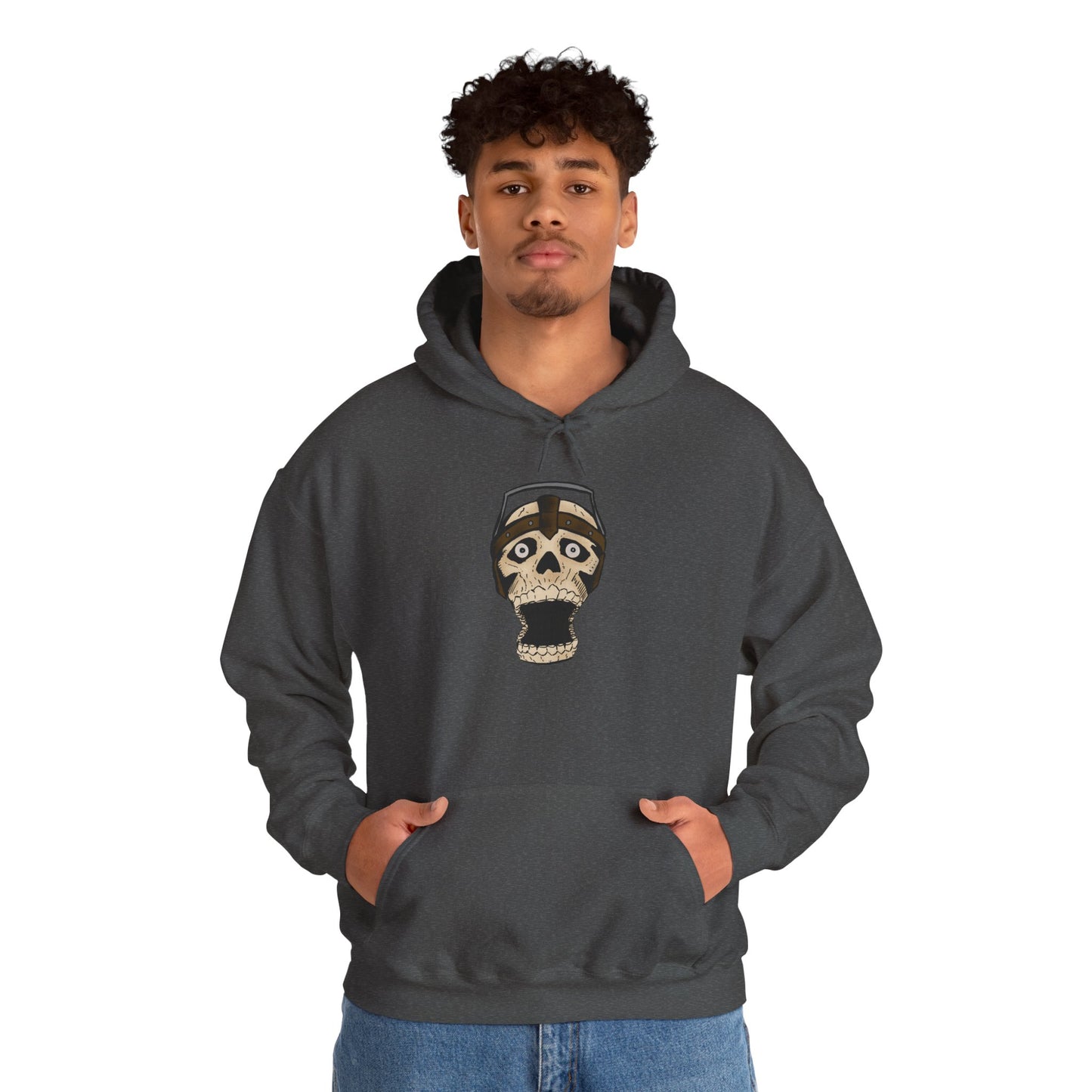Screaming Skull Graphic Hoodie, Unisex Heavy Blend Sweatshirt, Cozy Casual Wear, Gift for Halloween, Unique October Fashion, Everyday Comfort