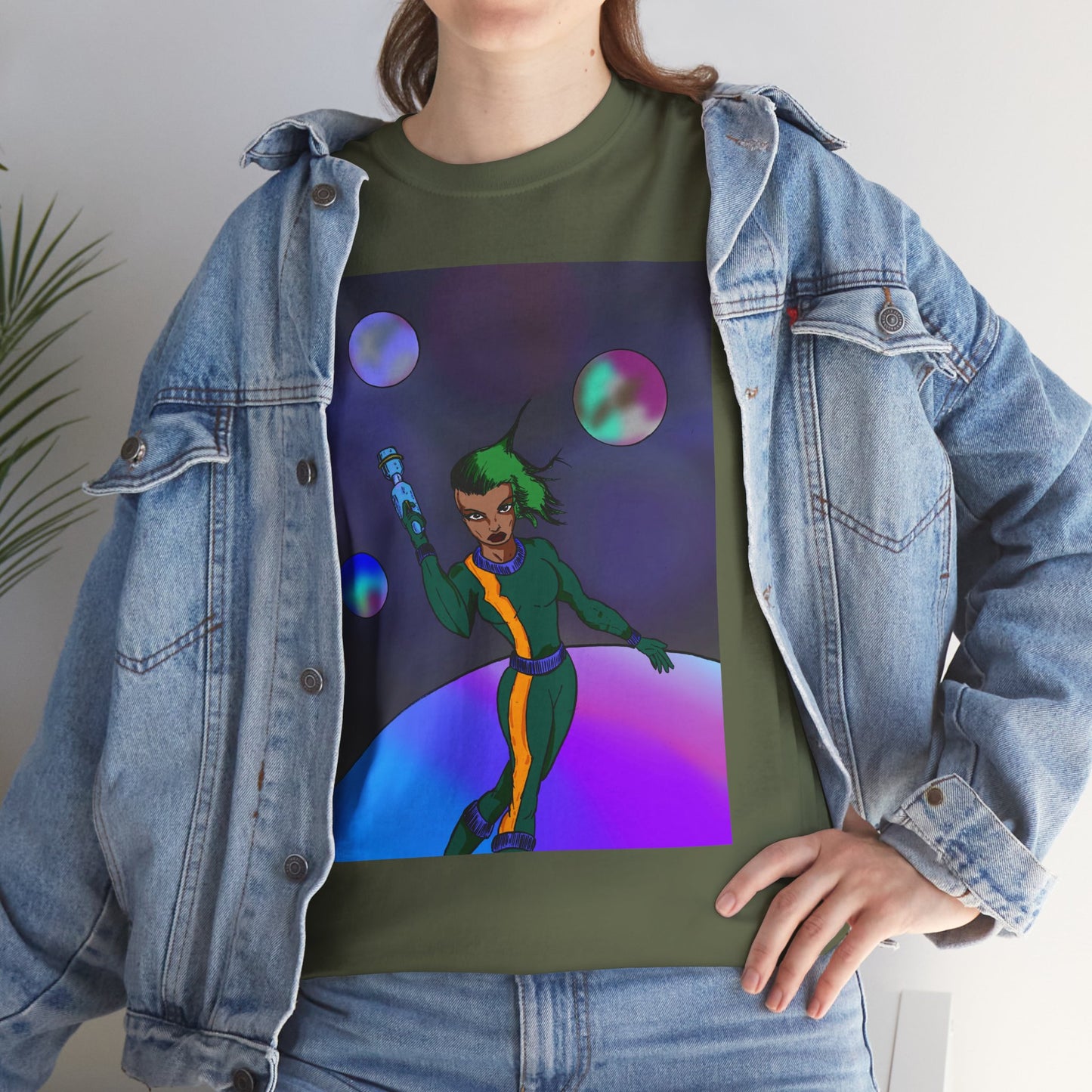 Cosmic Hero Vibe Tee - Unisex Heavy Cotton Tee, Space Art Shirt, Retro Sci-Fi T-Shirt, Gift for Space Lovers, Unique Graphic Tee