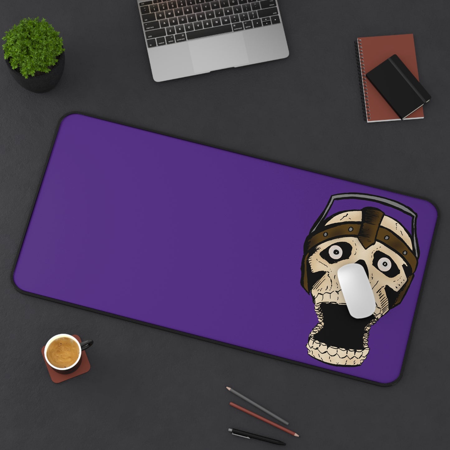 Screaming Skull Purple Desk Mat with Bold Design, Game Room Decor, Office Accessories, Halloween Gift, Unique Desk Pad, Gaming Setup Decor