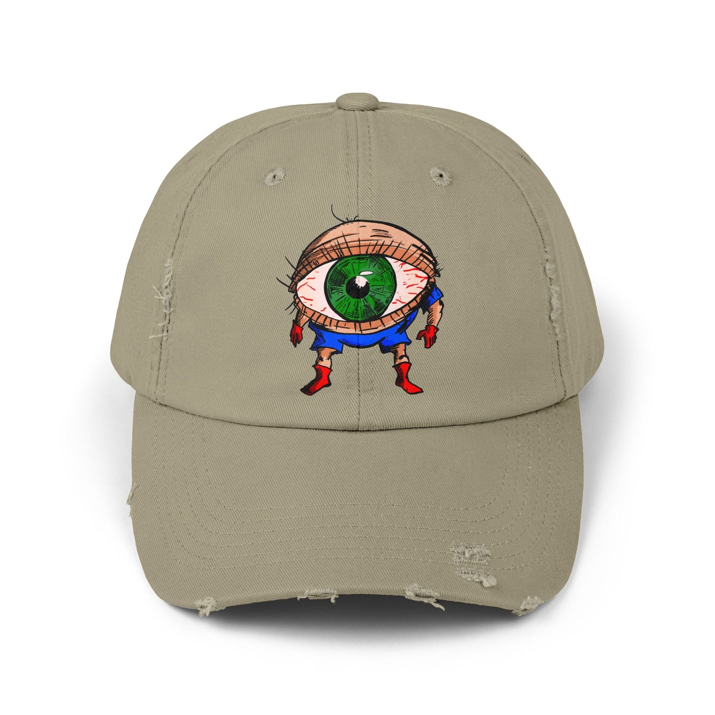 Terrif-EYE-ing Unisex Distressed Cap with Quirky Eyeball Design - Perfect for Casual Style