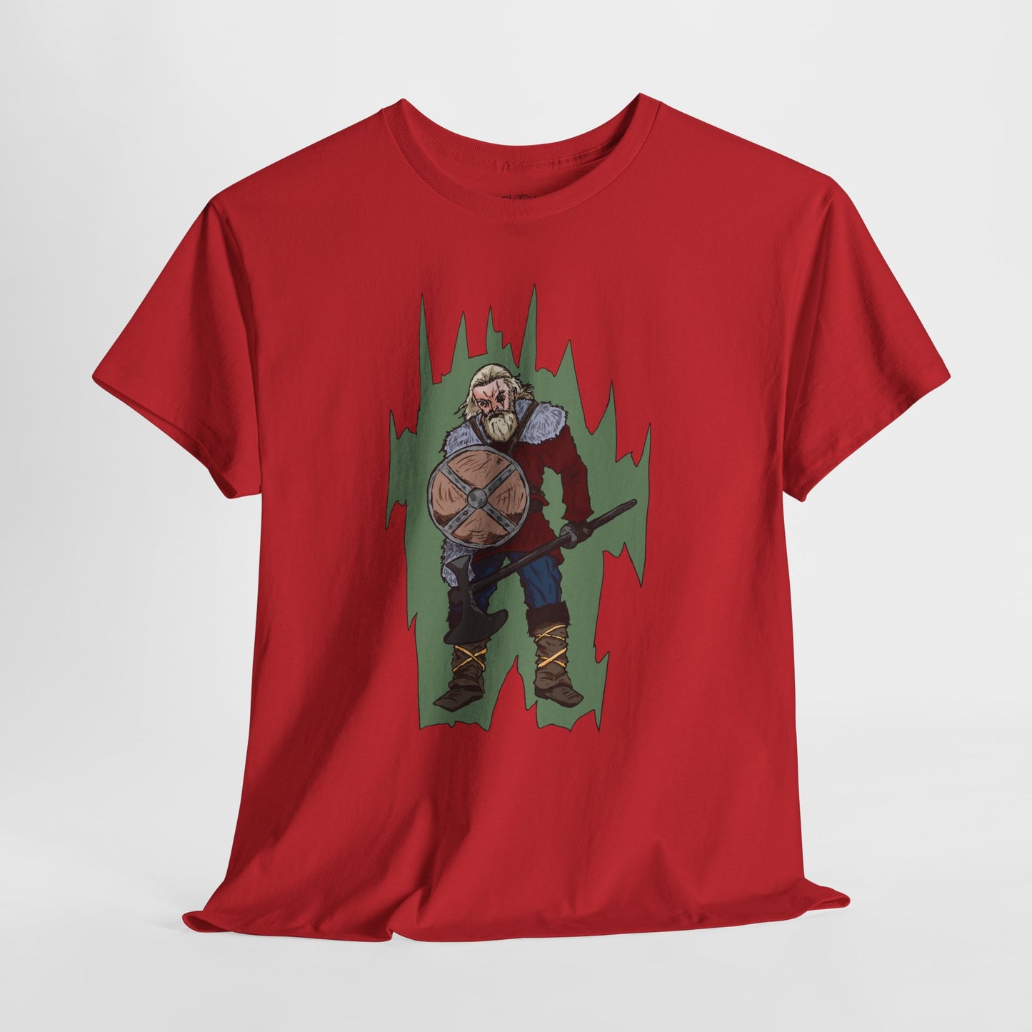 Epic Warrior Graphic Tee, Unisex Heavy Cotton Shirt, Casual Wear, Gamer Gift, Medieval Art Clothing, Battle Theme Fashion