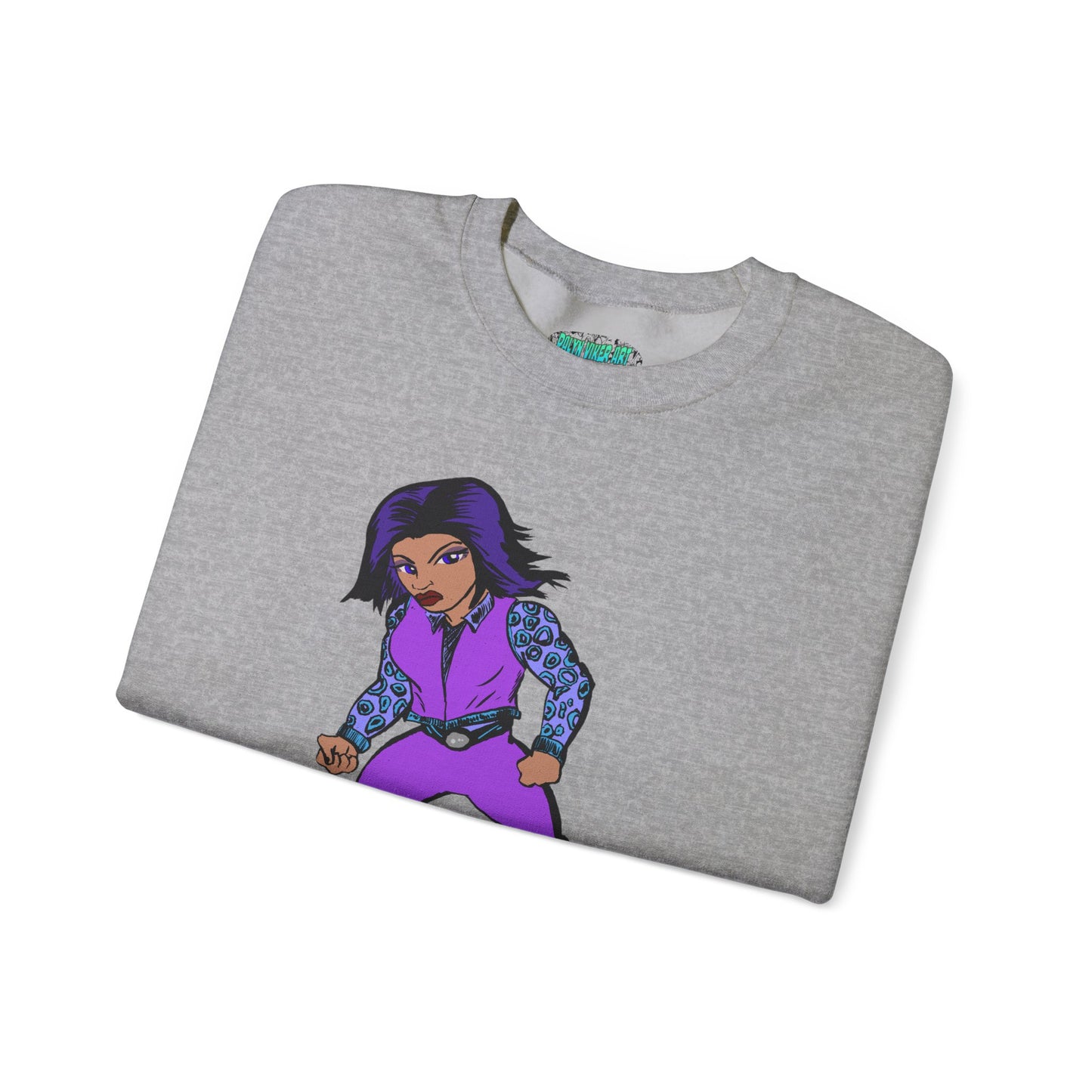 Vintage Retro Hero Crewneck Sweatshirt with Bold Graphic Design